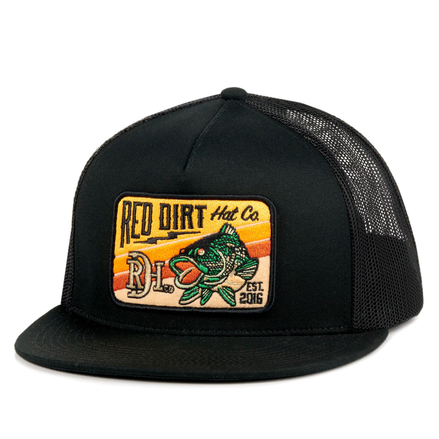 Red Dirt Hat Co. Wallhanger Black with Fish Patch Cap - Image 1