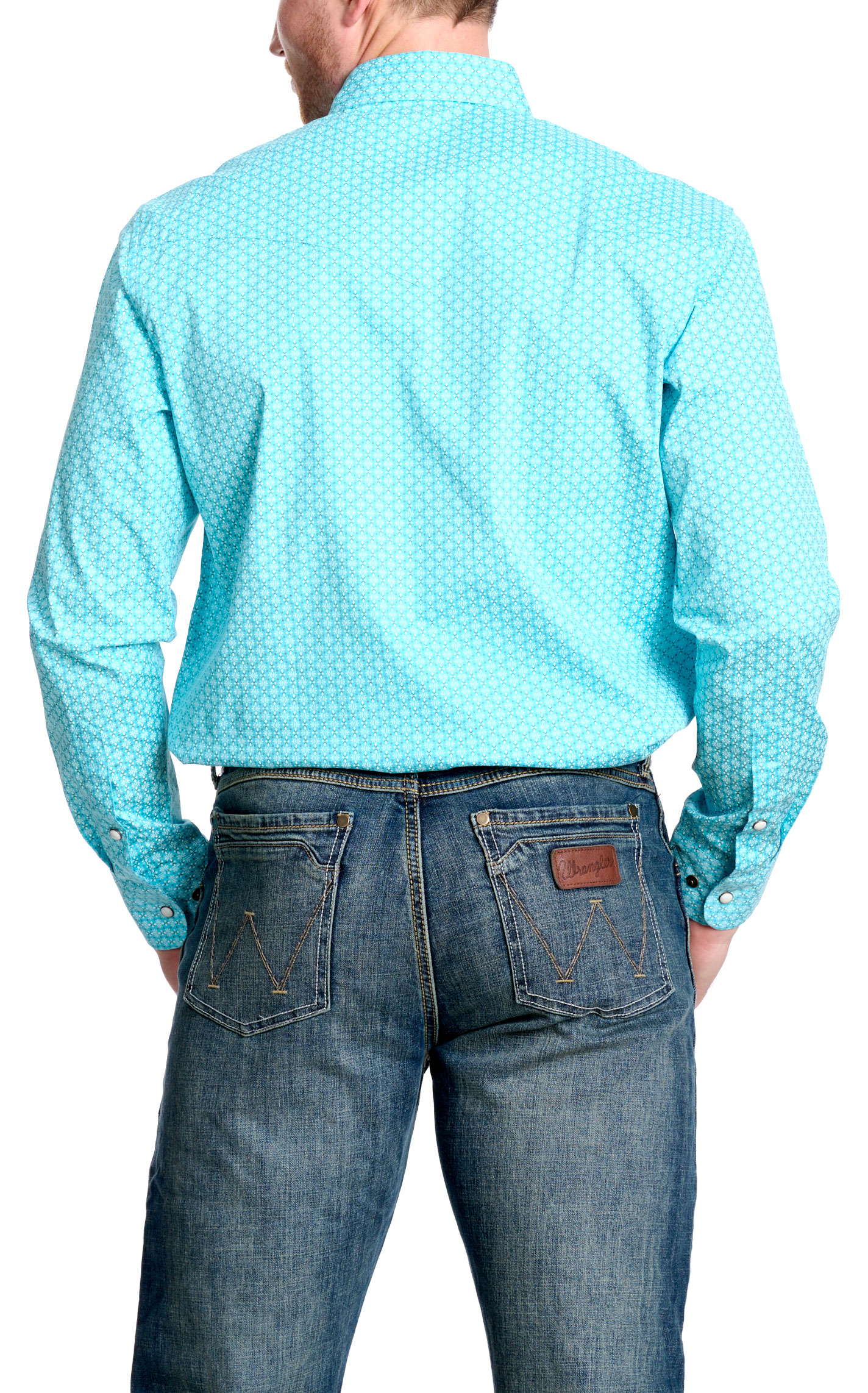 Rafter C Men's ProFlex45 Turquoise Geo Western Shirt - Big & Tall - Image 1