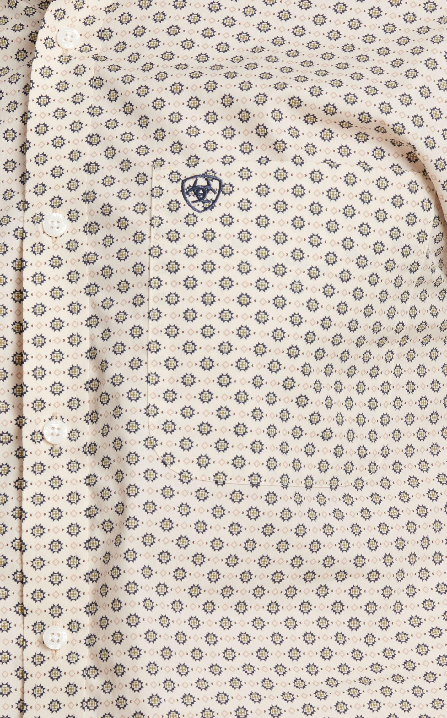 Ariat Men's Fraiser Buttery Cream & Navy Geo Print Western Shirt - Image 1