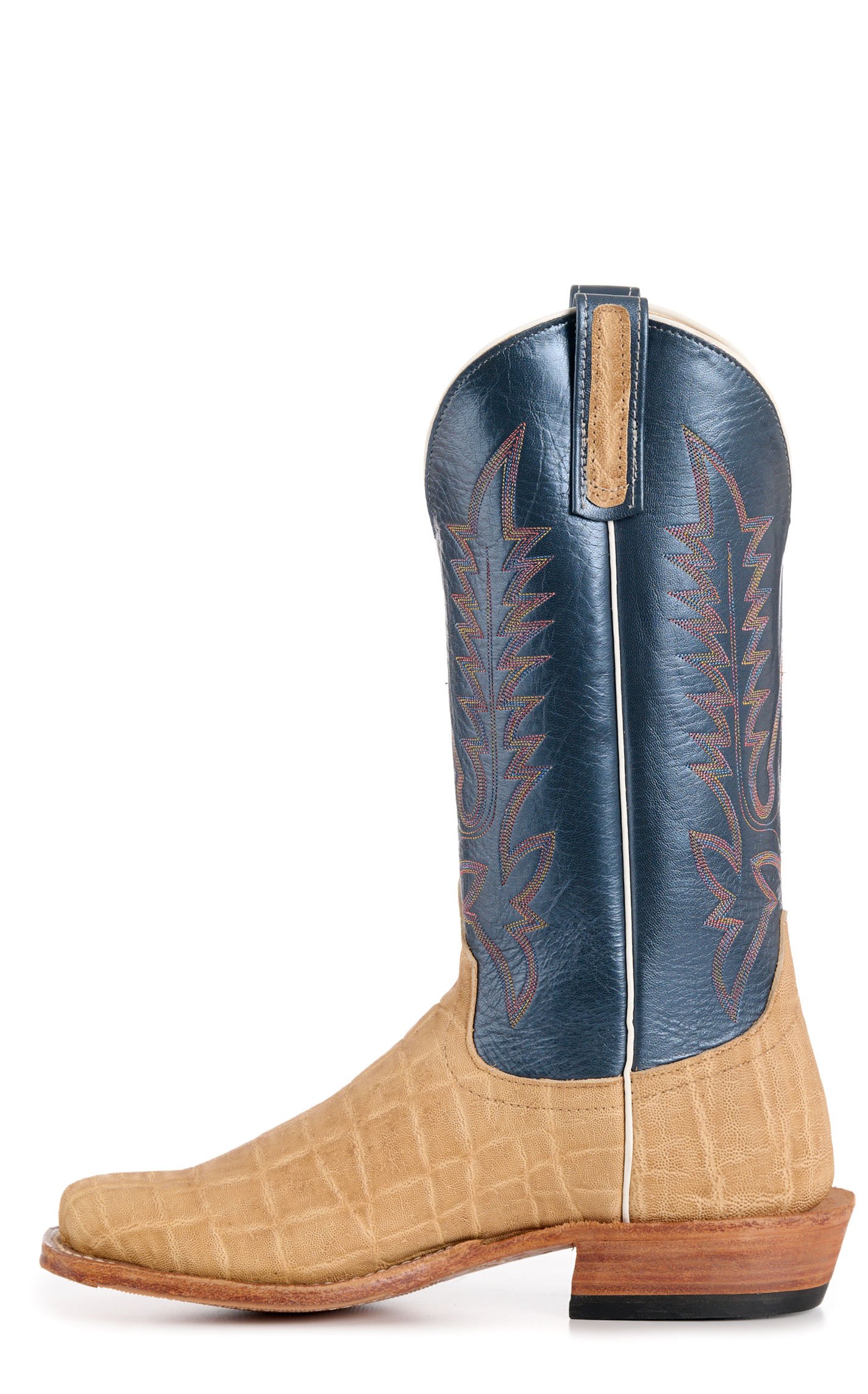 Anderson Bean Men's Regal Blue & Umber Elephant & Kidskin Cutter Toe Cowboy Boots - Image 1