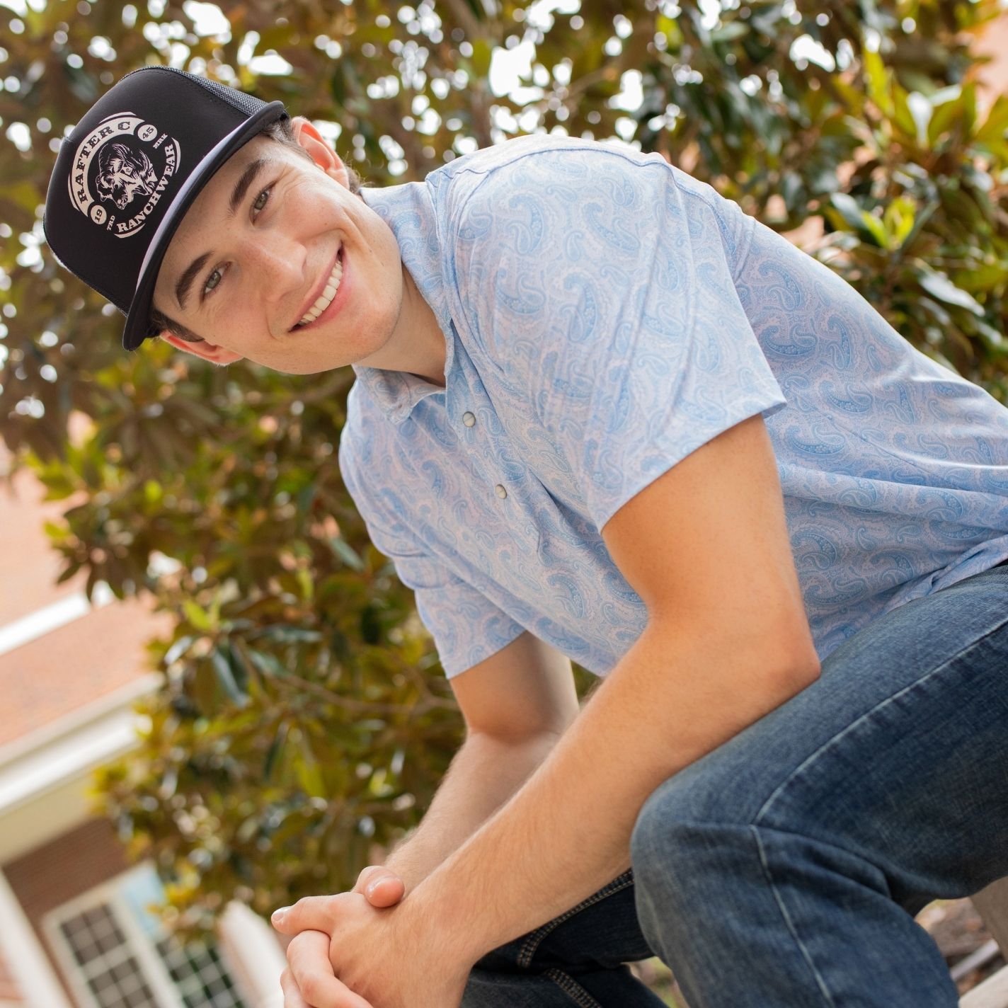 Rafter C Men's Black & Cream Logo Trucker Cap - Image 1