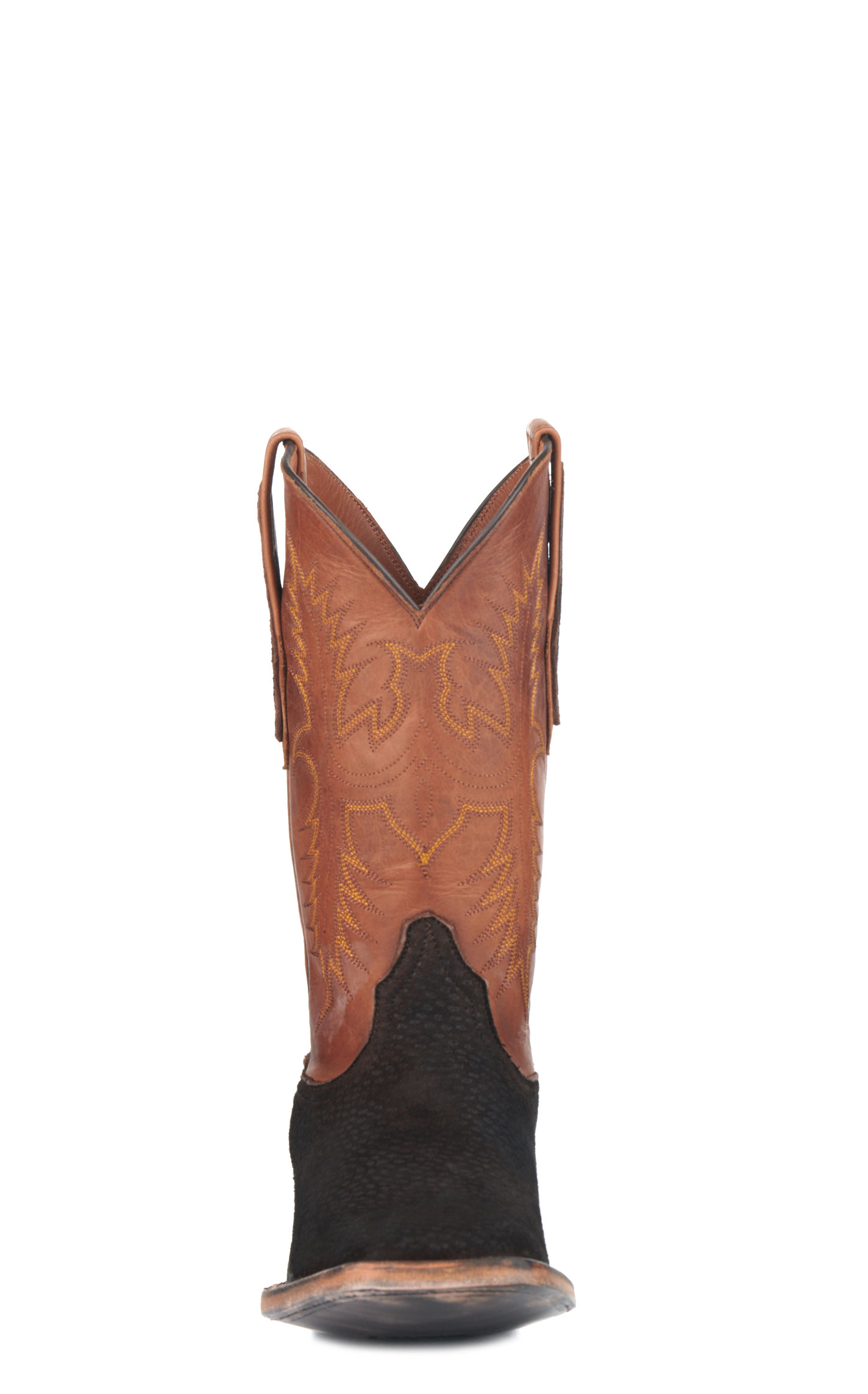 Black Jack Men's Burnished Peanut and Chocolate Capybara Wide Square Toe Exotic Cowboy Boots - Image 1
