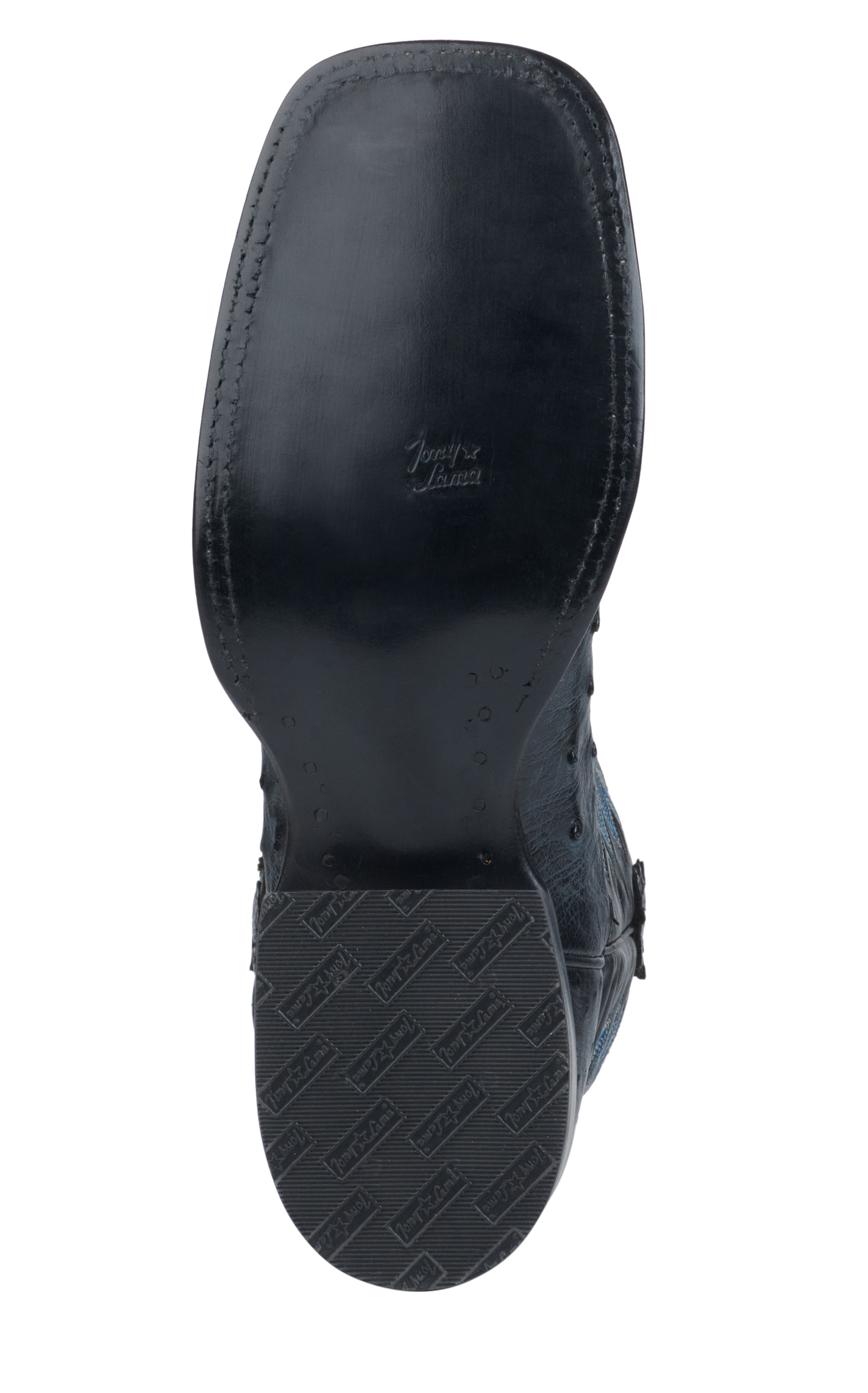 Tony Lama Men's Gray Full Quill Ostrich and Midnight Black Wide Square Toe Exotic Cowboy Boots - Cavender's Exclusive - Image 1