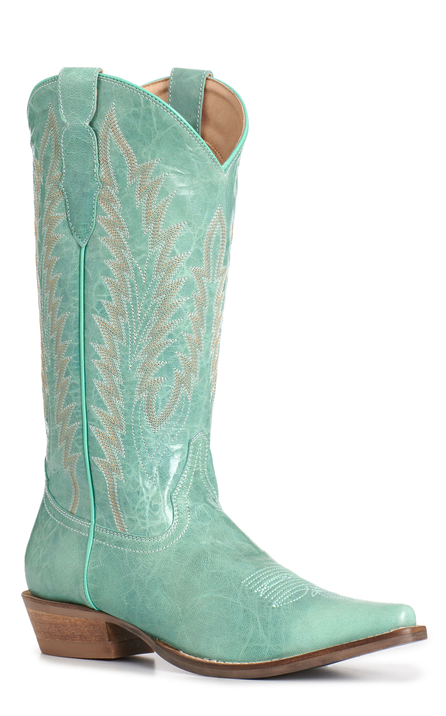 Rockin' C Women's Turquoise Embroidered Snip Toe Cowboy Boots - Image 1