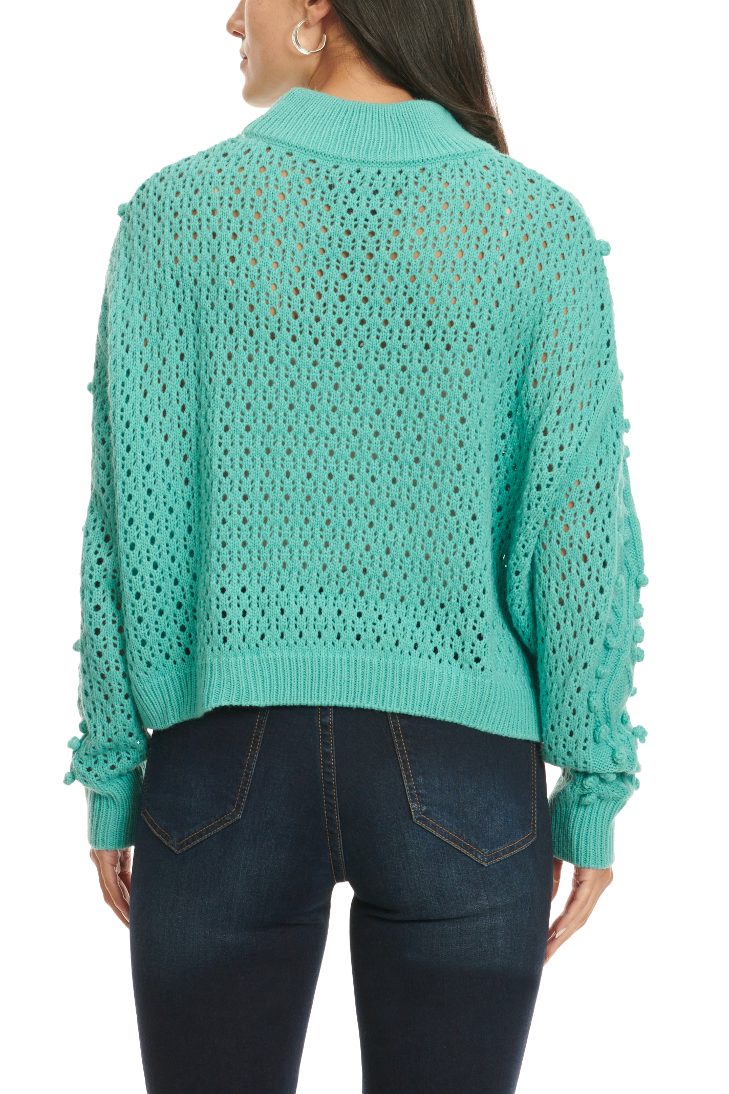 Rock & Roll Denim Women's Bright Turquoise Long Sleeve Sweater - Image 1