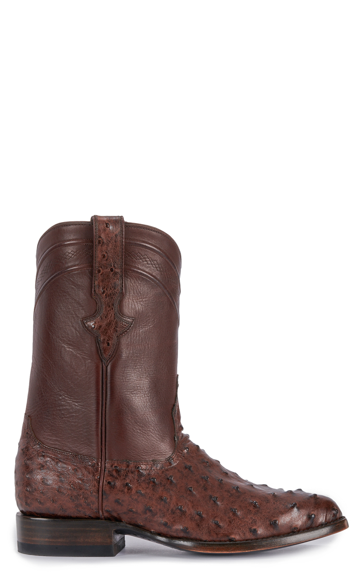 JRC & Sons Men's Miguel Full Quill Ostrich Round Toe Exotic Roper Boot in Tobacco - Image 1