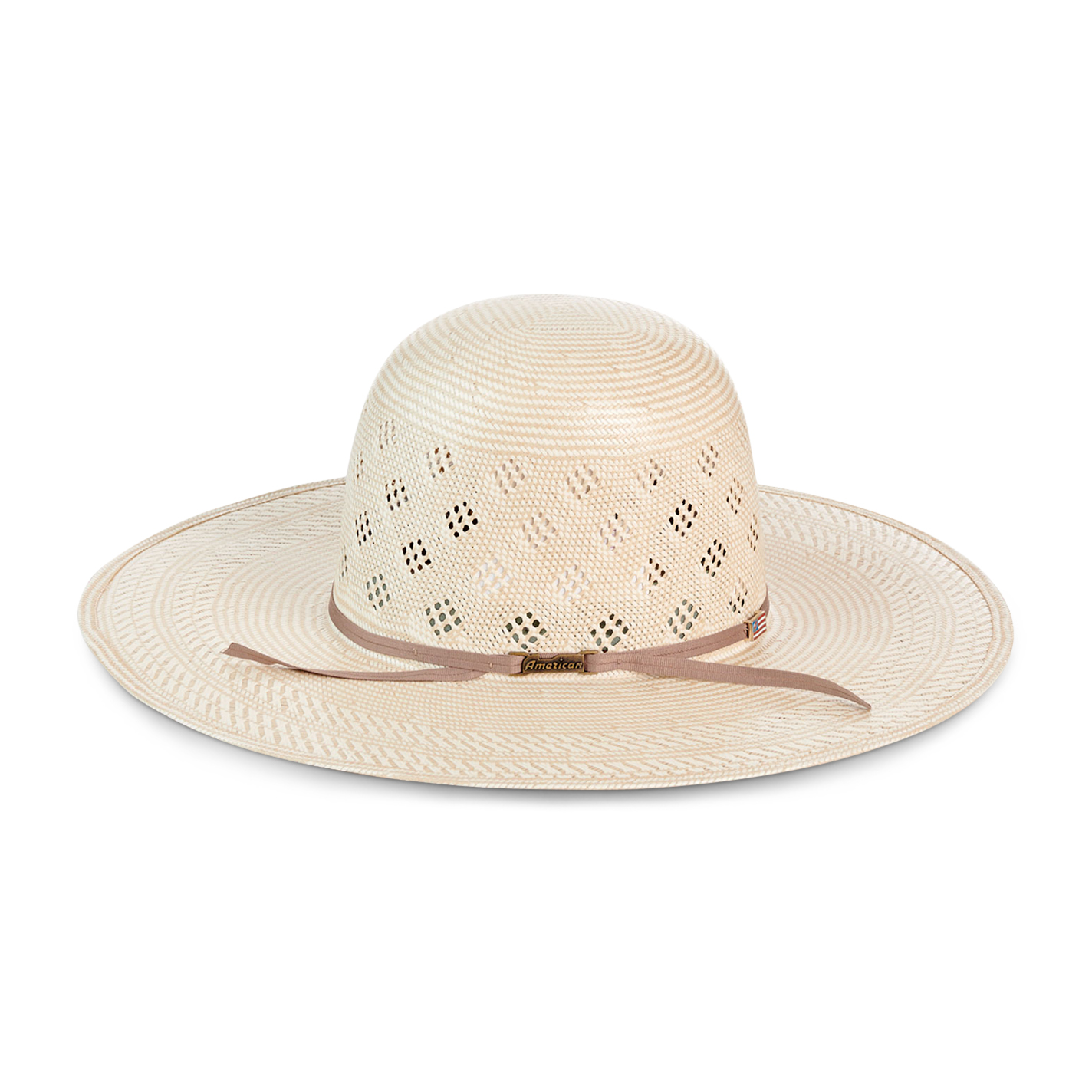 American Hat Two Tone Diamond Vent Open Crown Straw Cowboy Hat - Image 1