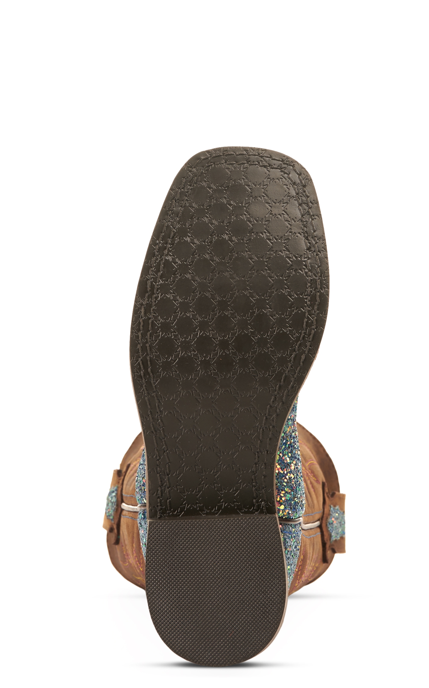 Smoky Mountain Girls Crazy Horse Brown and Mermaid Glitter Wide Square Toe Cowboy Boot - Image 1