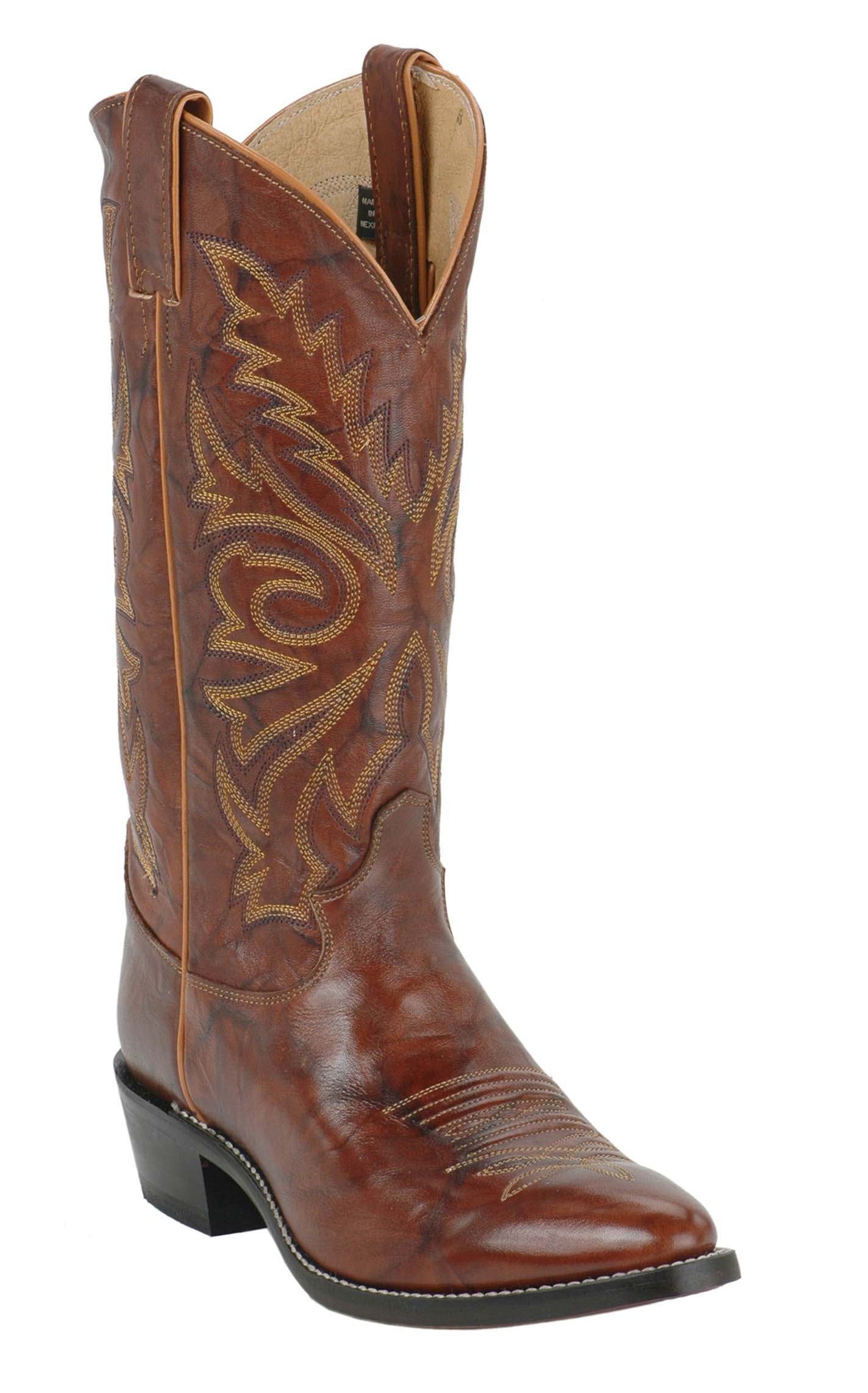 Justin Men's Chestnut Brown Marbled Deerlite Cowboy Boots - Image 1
