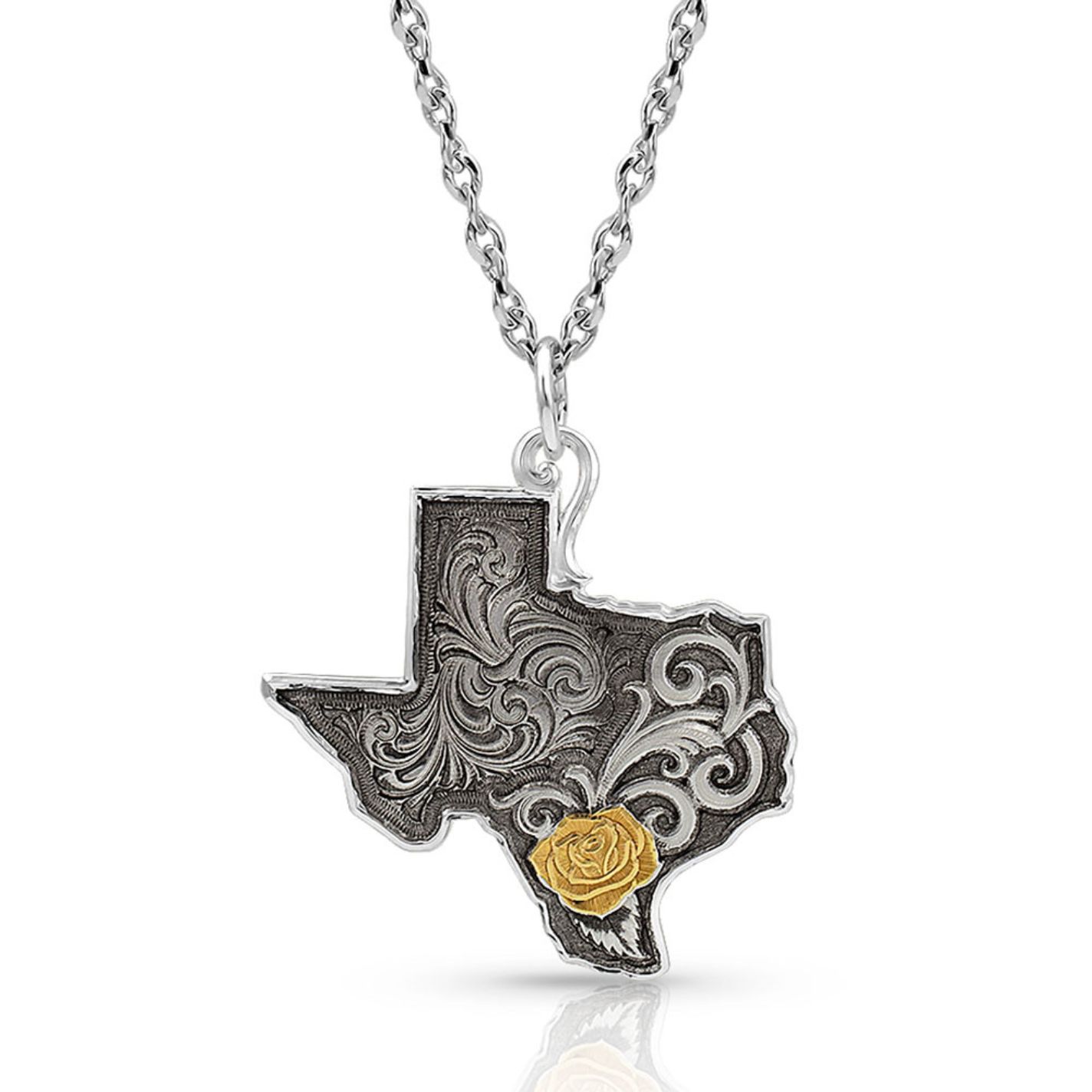 Montana Silversmiths Silver Yellow Rose of Texas Necklace - Image 1