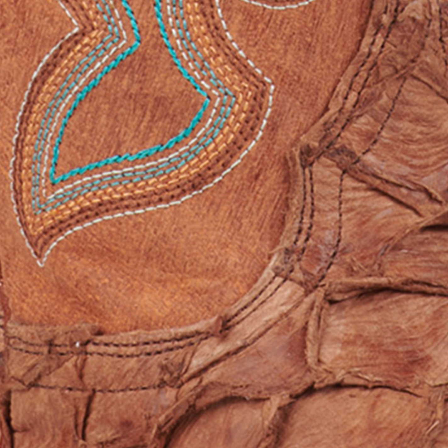 Cavender's Women's Peanut Pirarucu and Mango Wide Square Toe Exotic Cowboy Boots - Image 1