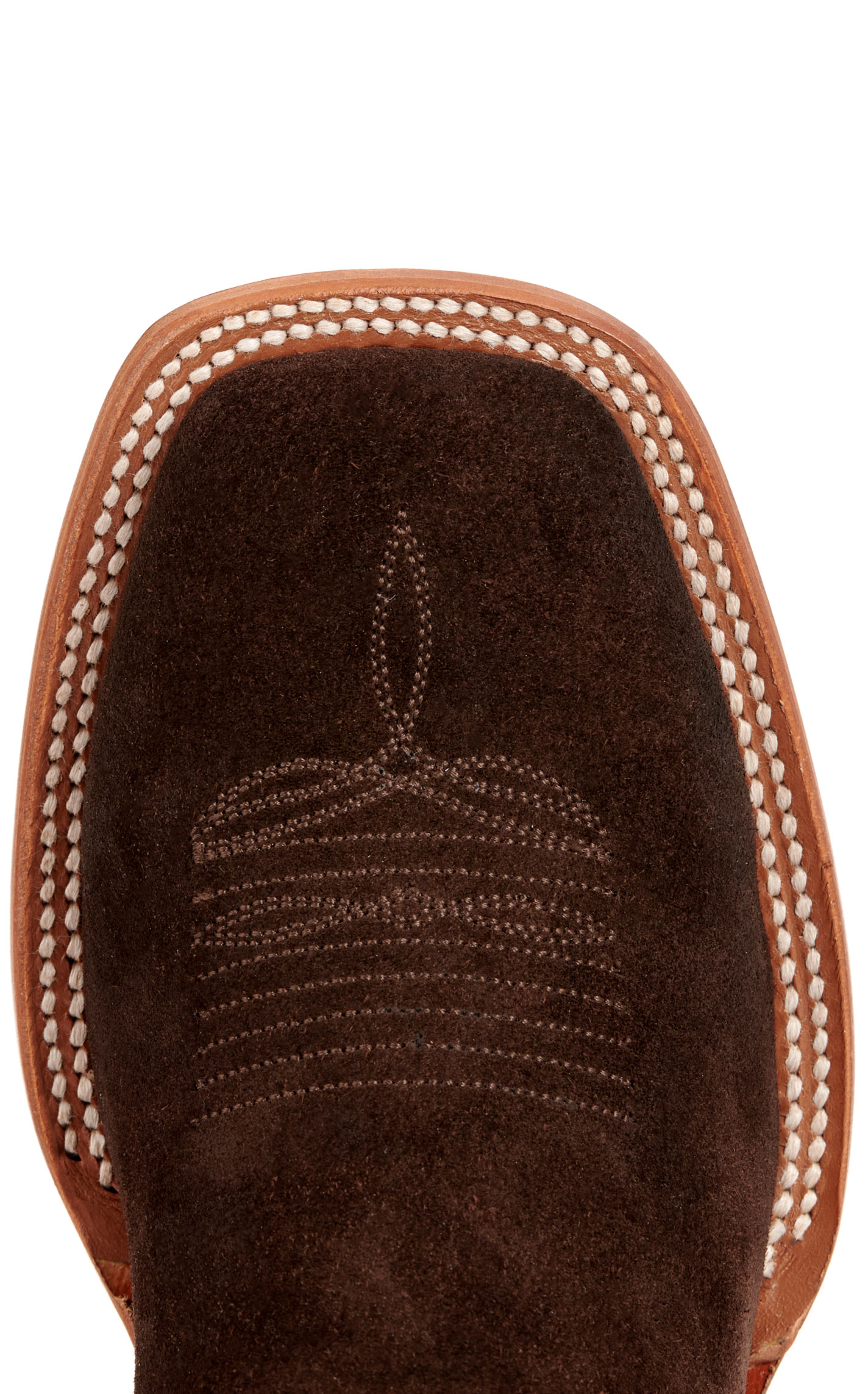 Cavender’s Women’s Leather Dark Brown Roughout and Moka Wide Square Toe Cowboy Boots  - Image 1