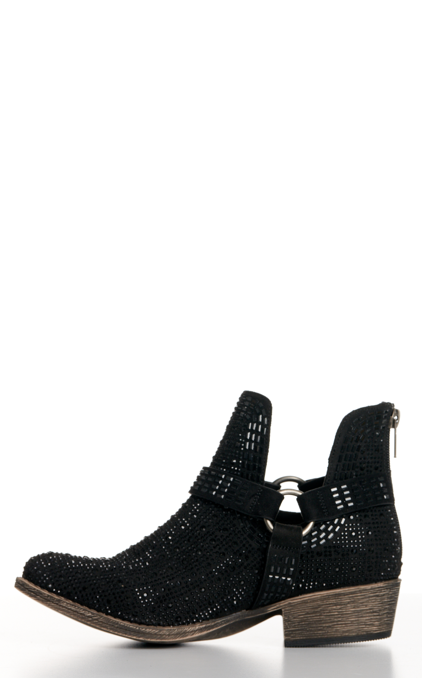 Very G Women's Raquel Black Jeweled Harness Round Toe Booties - Image 1