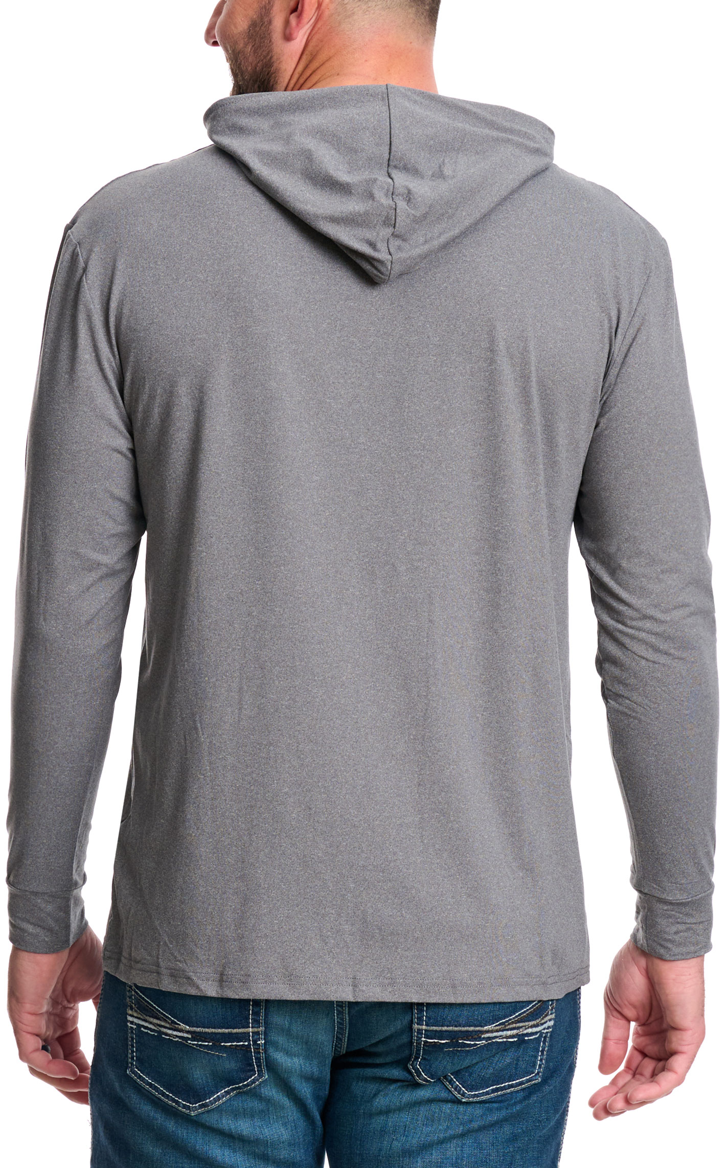 BURLEBO Men's Gray Camo Print Performance Outdoor Hoodie - Image 3
