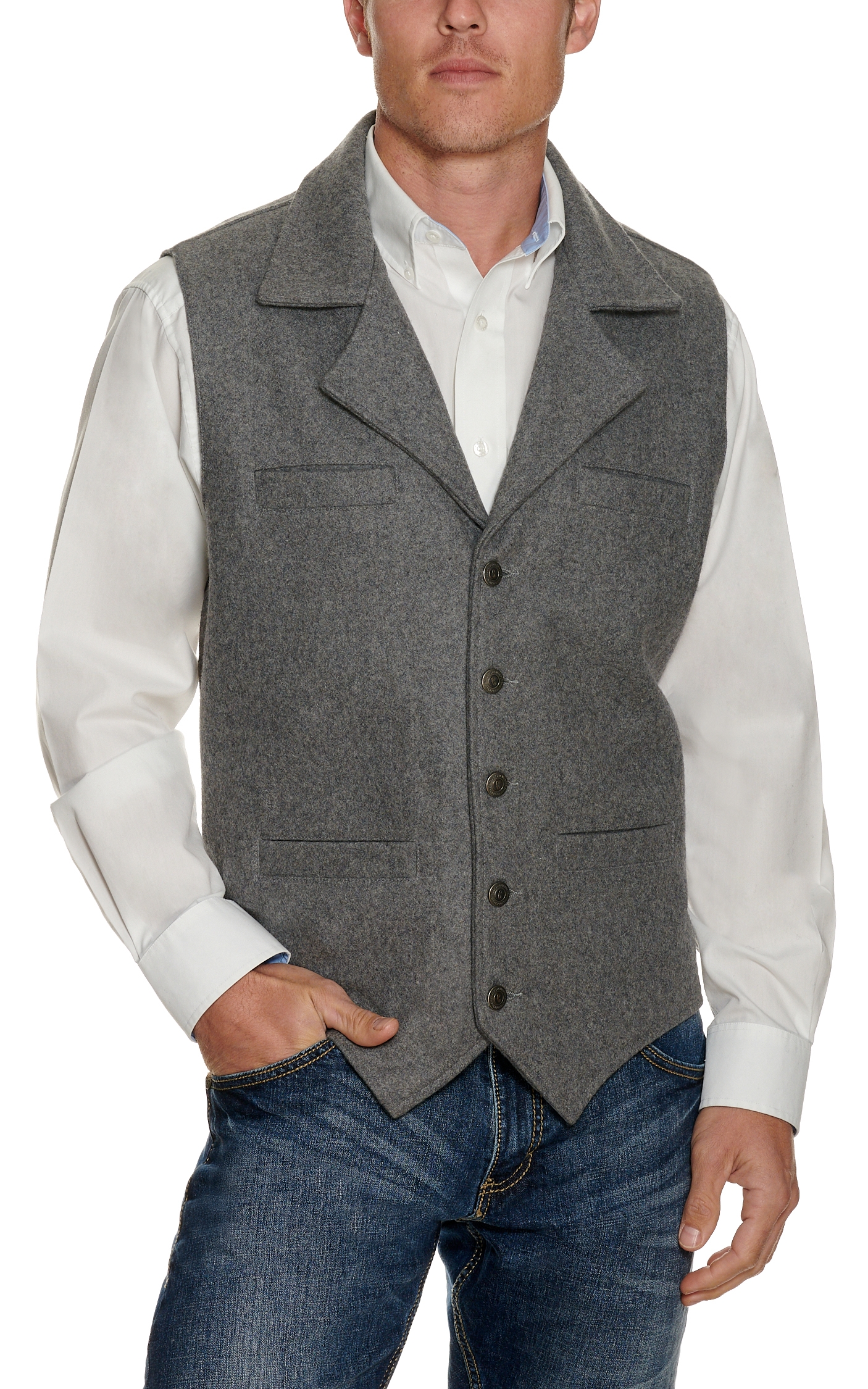 Cavenders Men's Gray Wool Vest - Image 1