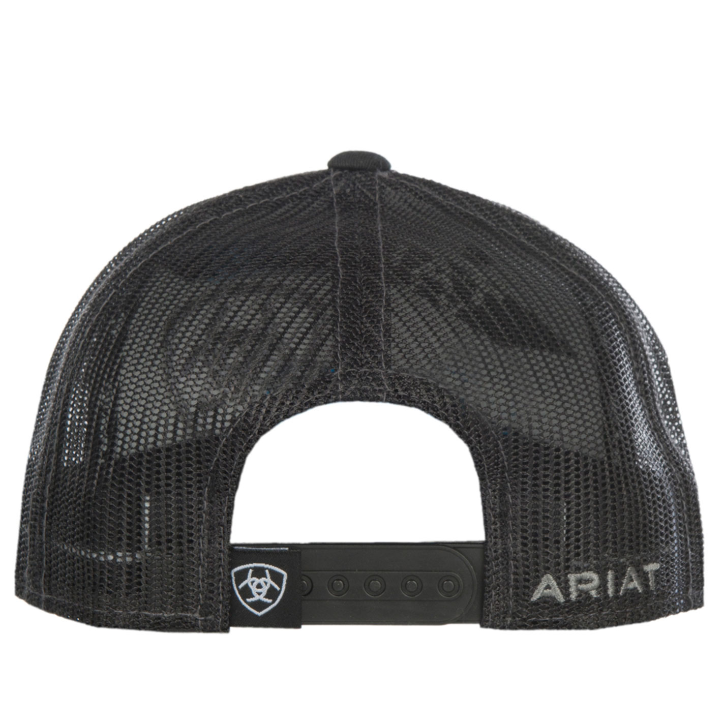 Ariat Youth Black with Gray Logo Mesh Snap Back Cap - Image 1