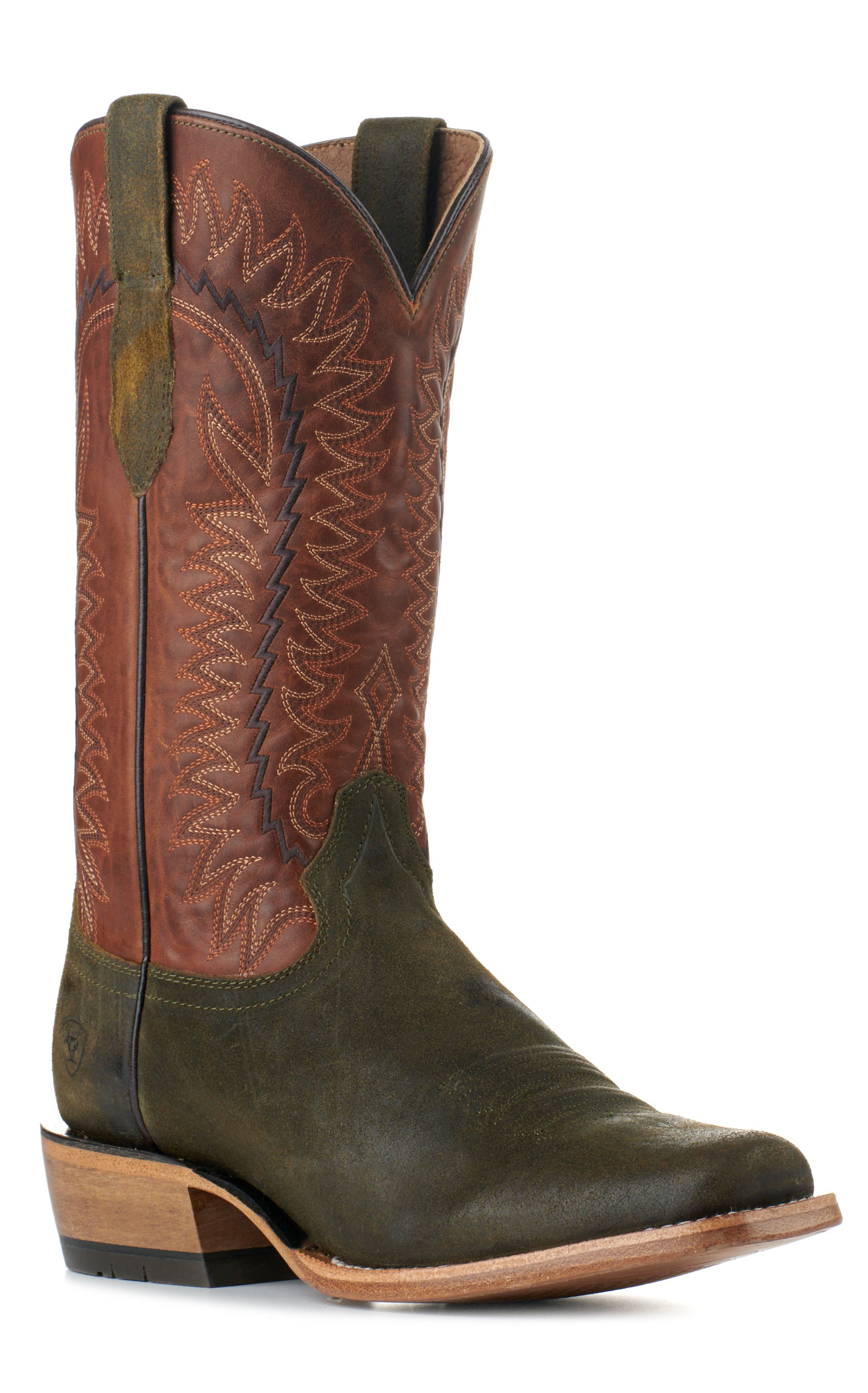 Ariat Men's Futurity Time Copper Crunch and Olive Roughout TekStep Punchy Square Toe Cowboy Boots - Image 1