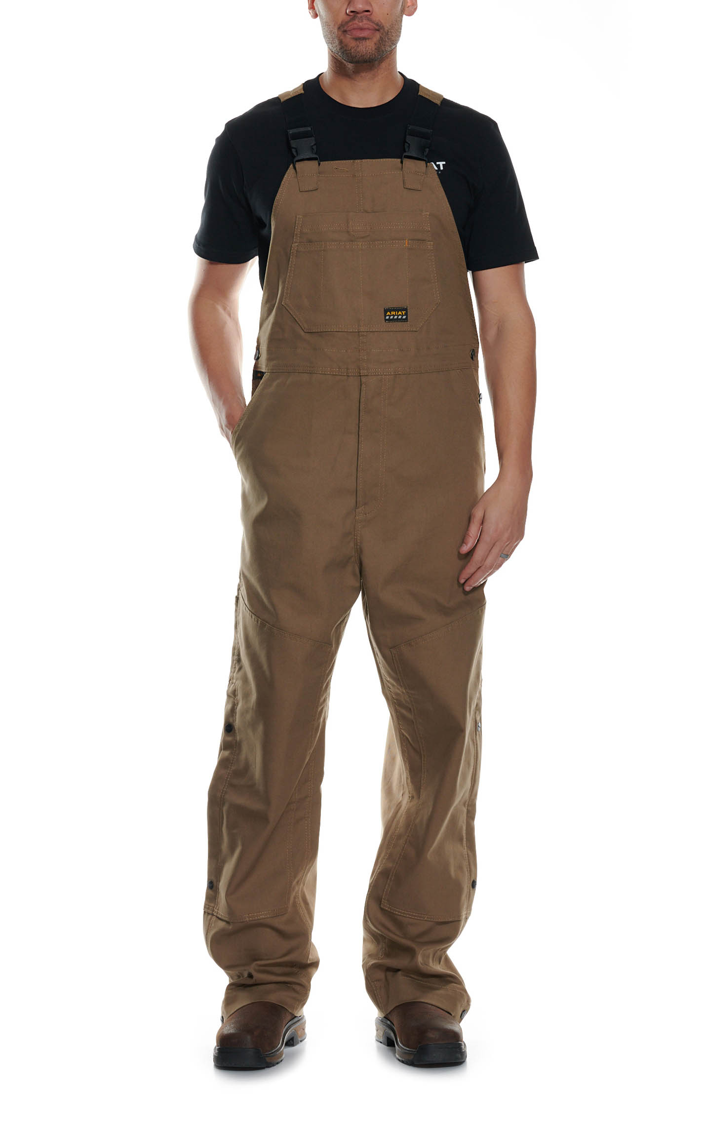 Ariat Men's Rebar Khaki Duracanvas Unlined Bib Work Overalls - Image 1
