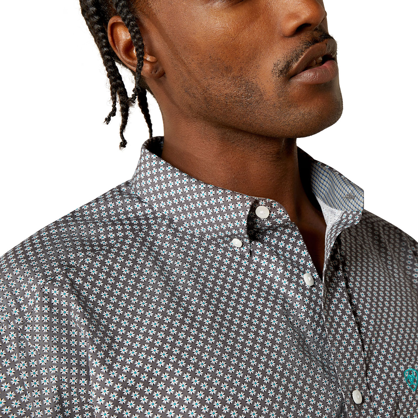 Ariat Men's Dark Gray Geo Print Western Shirt - Image 1
