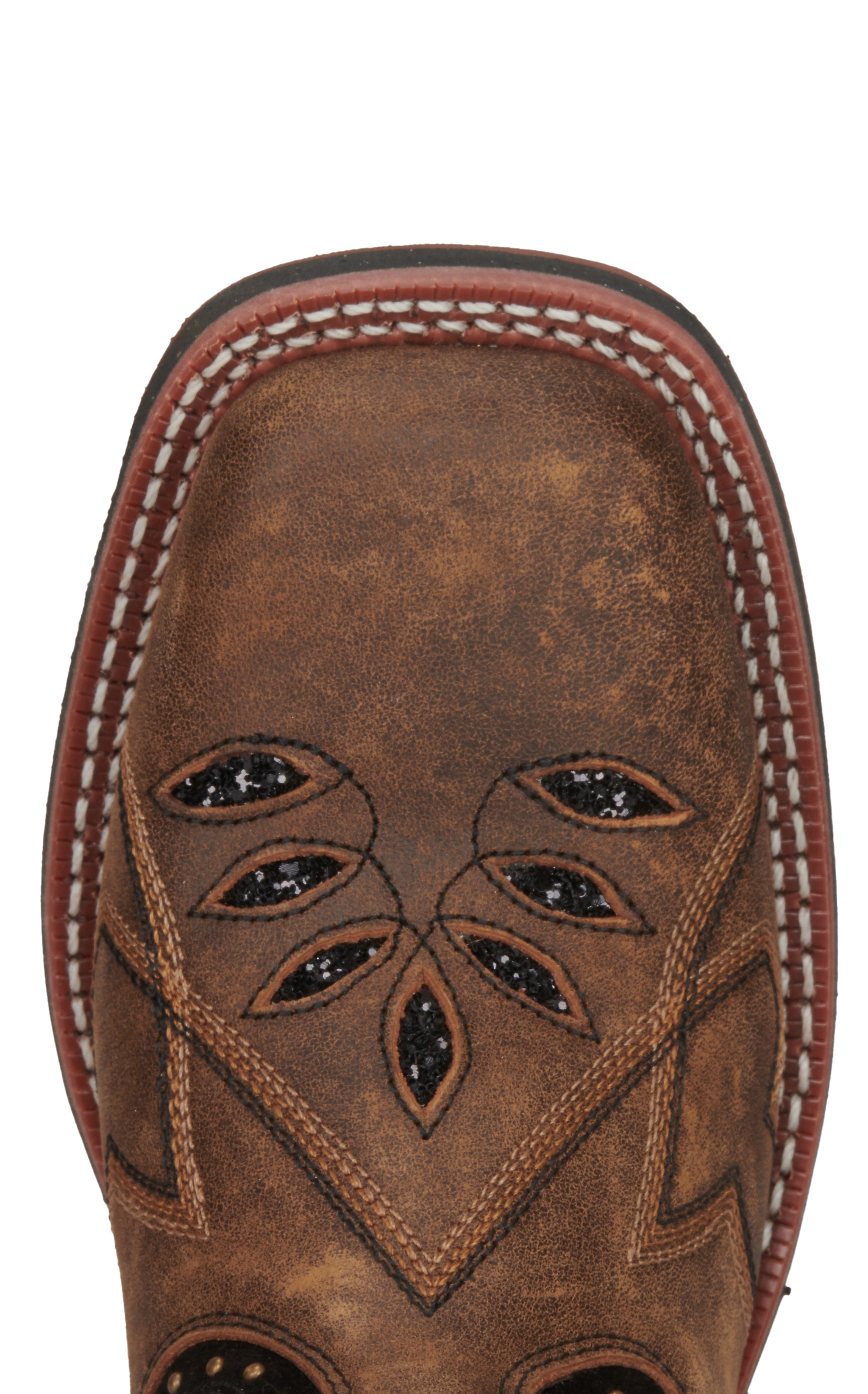 Laredo Women's Bouquet Honey Brown with Glitter Underlay Wide Square Toe Cowboy Boots - Image 1