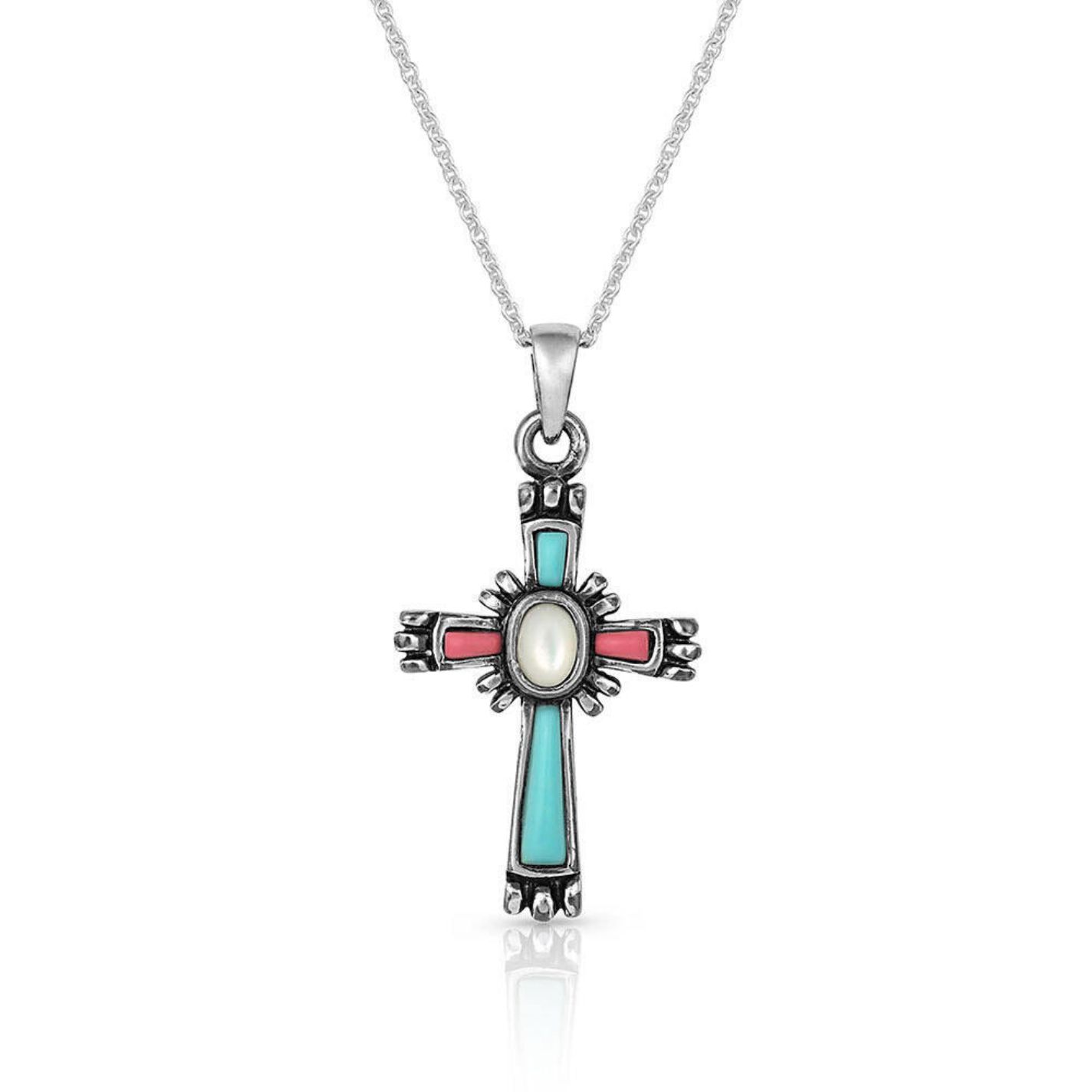 Montana Silversmiths Faith Beaming Cross Silver Necklace - Image 1