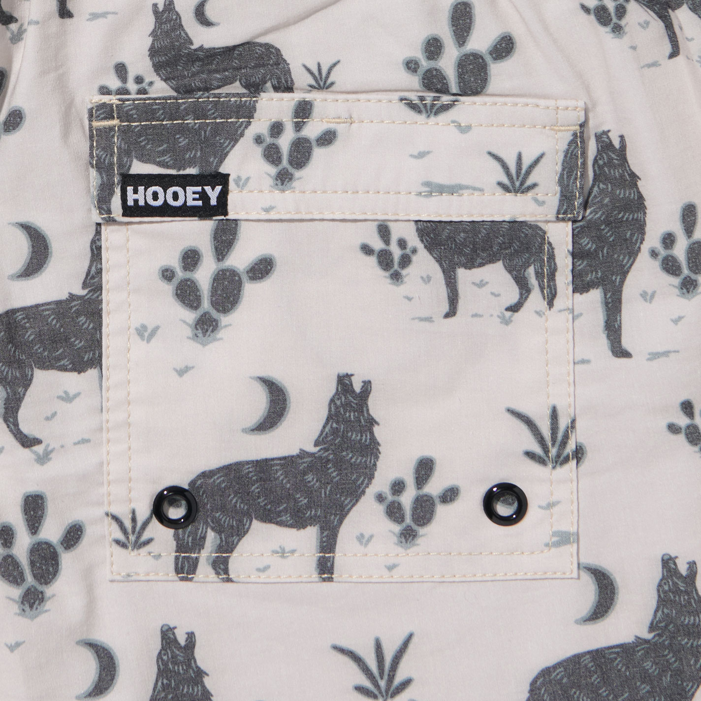 Hooey Men's Cream Wolf Print Swim Trunks - Image 1