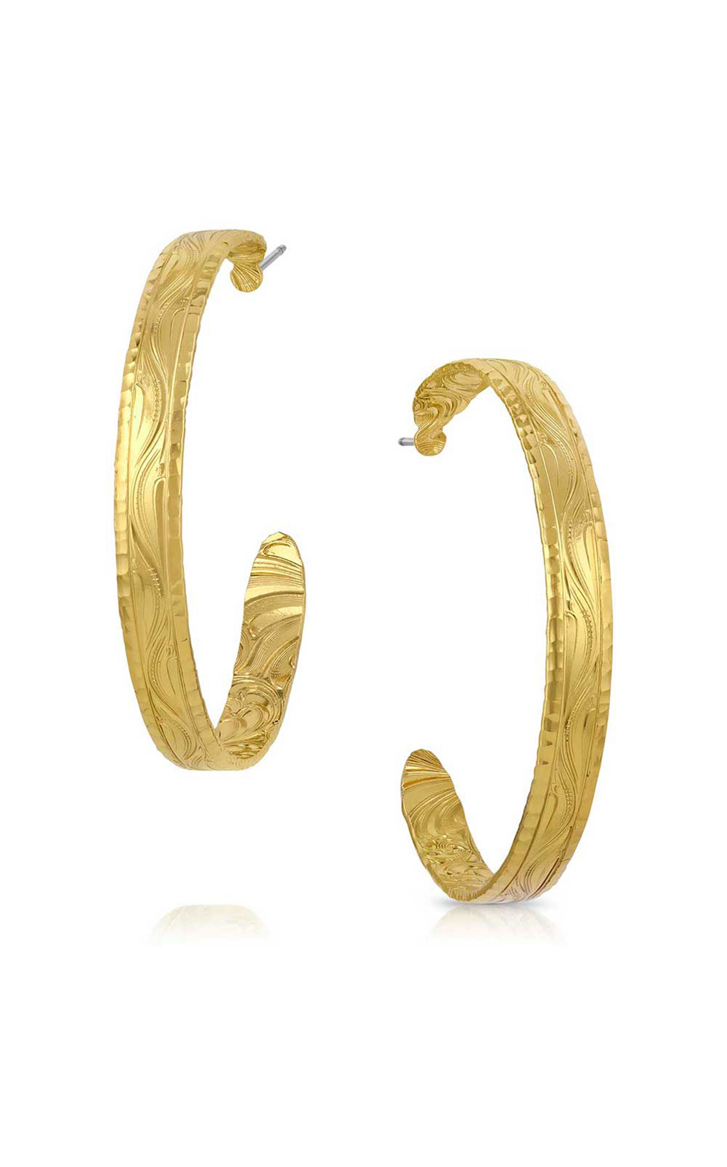 Montana Silversmiths Gold Etched Hoop Earrings - Image 1