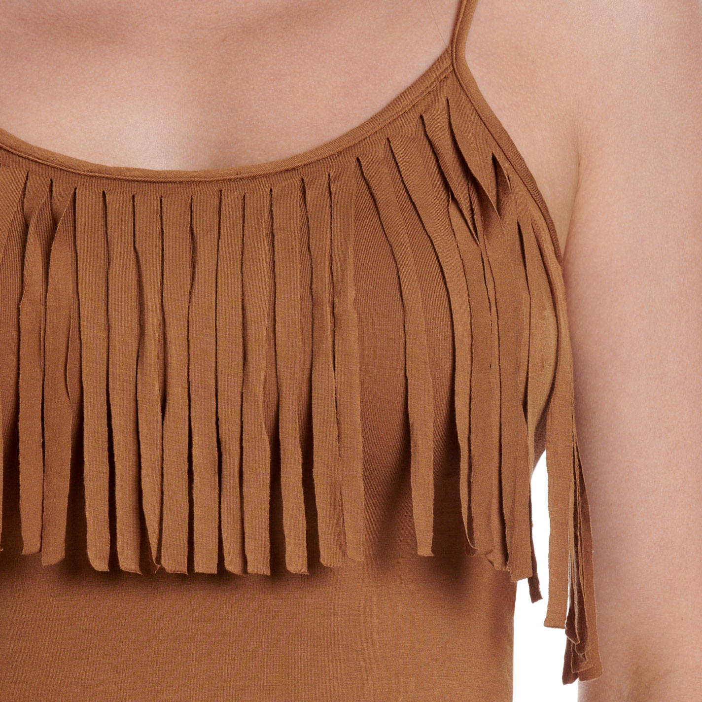 Cowgirl Hardware Women's Caramel Fringe Faux Suede Tank Top - Image 3