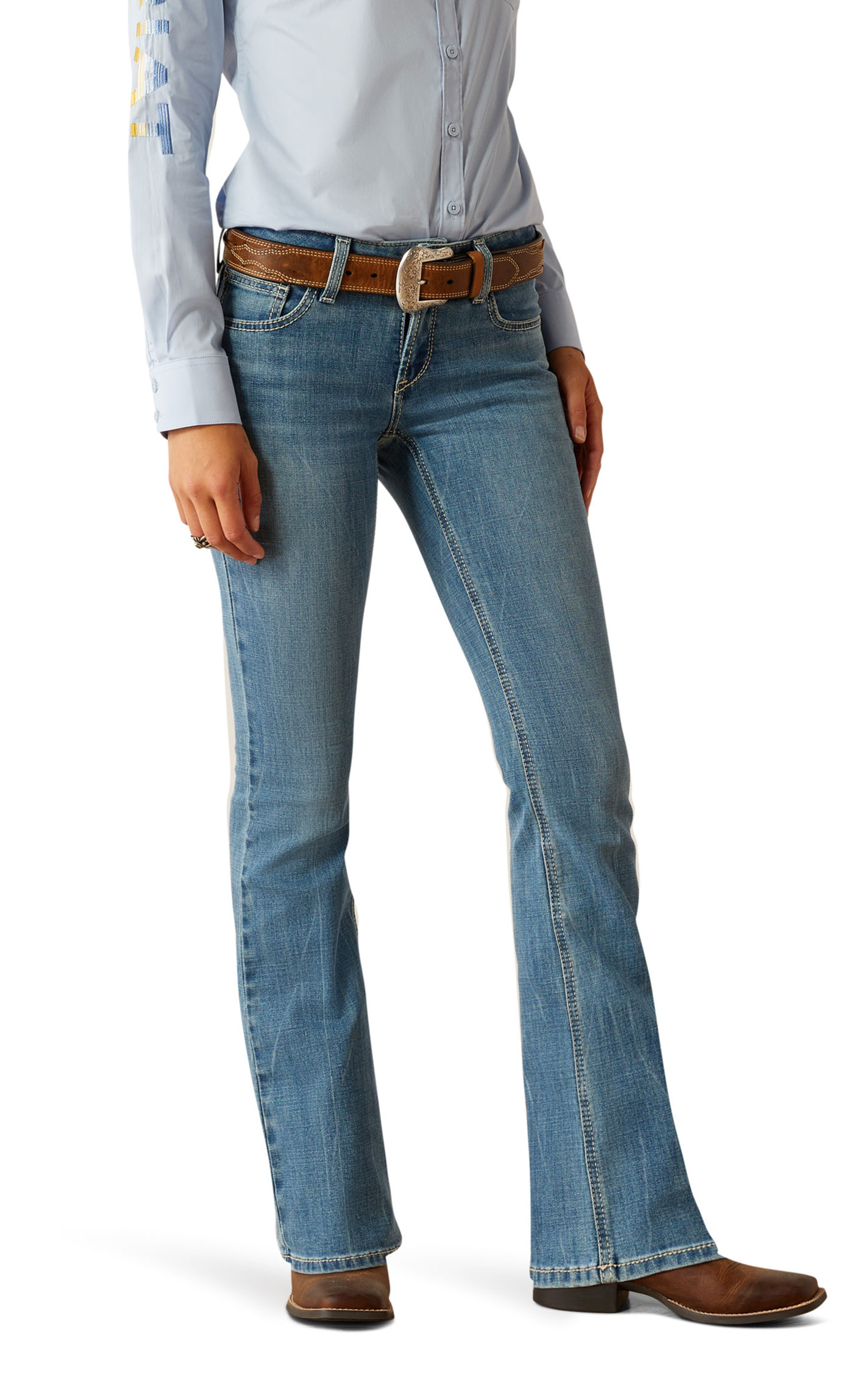 Ariat R.E.A.L. Women's Light Wash Crete Boot Cut Jeans - Image 1