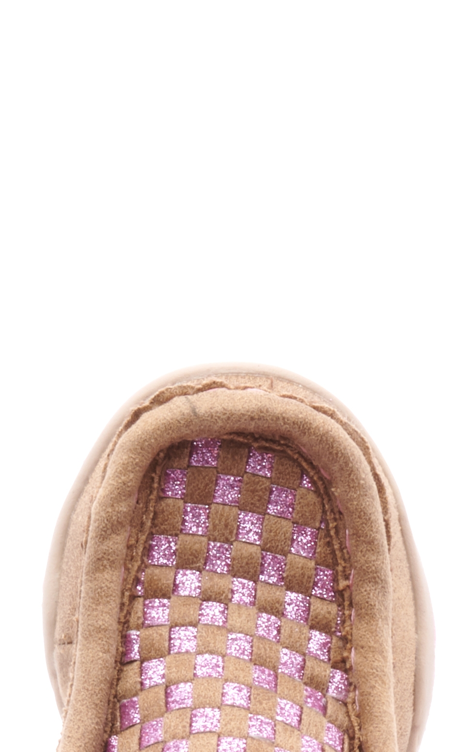 Twister Toddler Brown and Pink Glitter Woven Light Up Moc Toe Shoes - Image 1