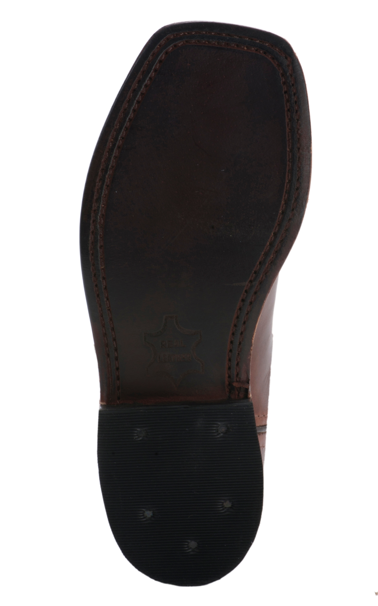 Old West Youth Brown and Dark Brown Corona Calf Leather Square Toe Cowboy Boots - Image 1