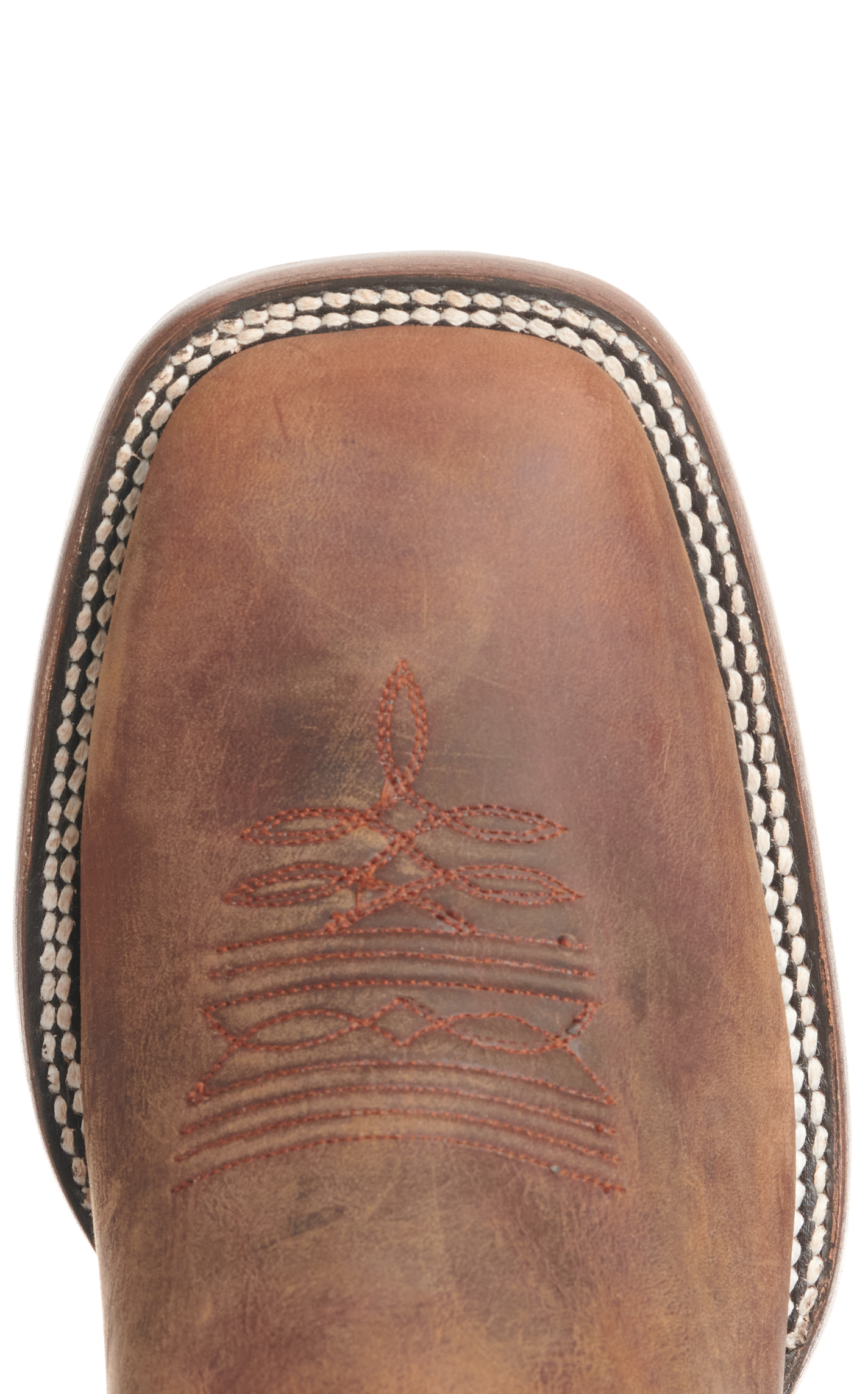 Hondo Men's Legend Waxy Brown and Red Wide Square Toe Buckaroo Cowboy Boots - Image 1