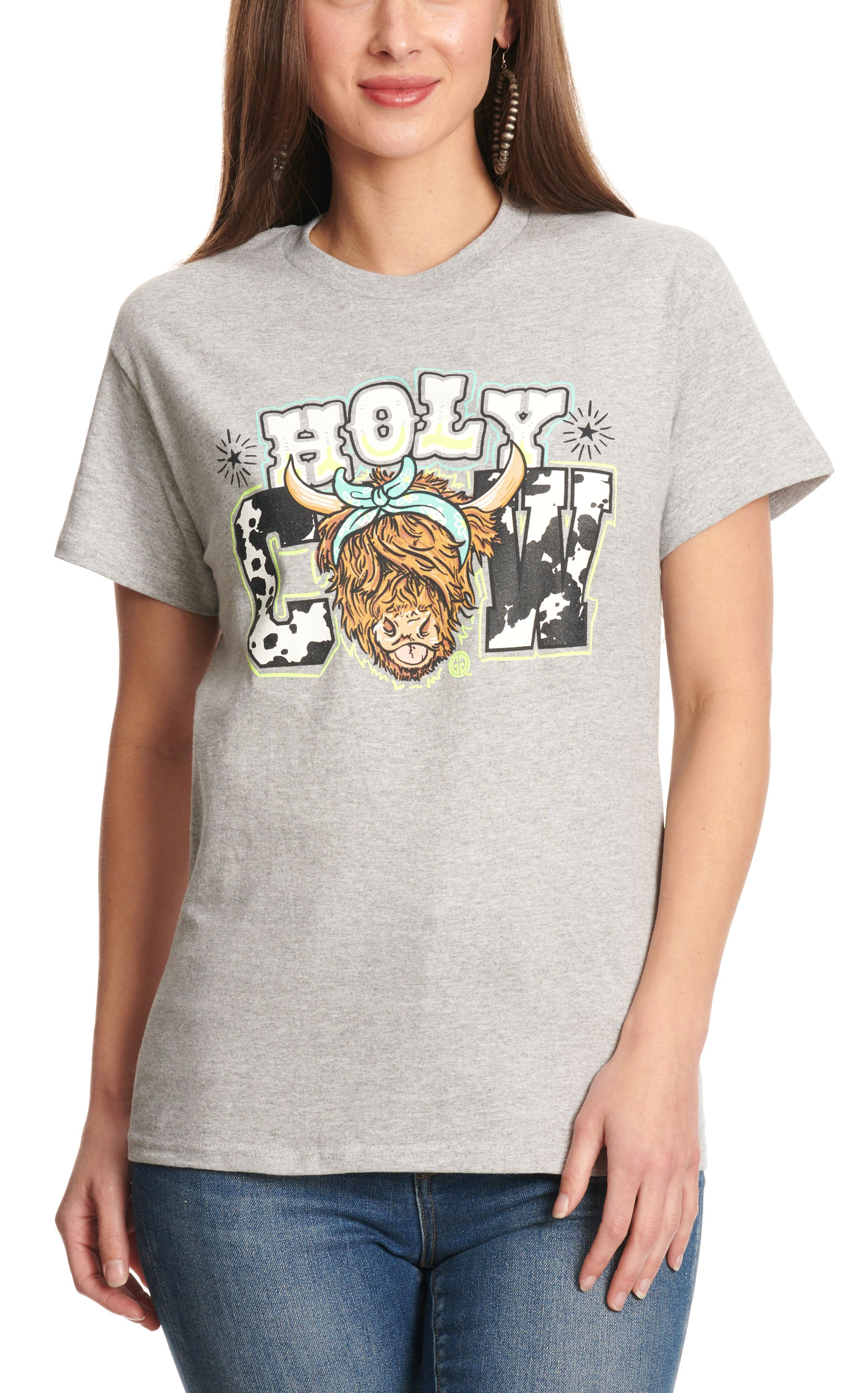 Girlie Girl Originals Women's Gray Holy Cow Graphic T-Shirt - Image 1