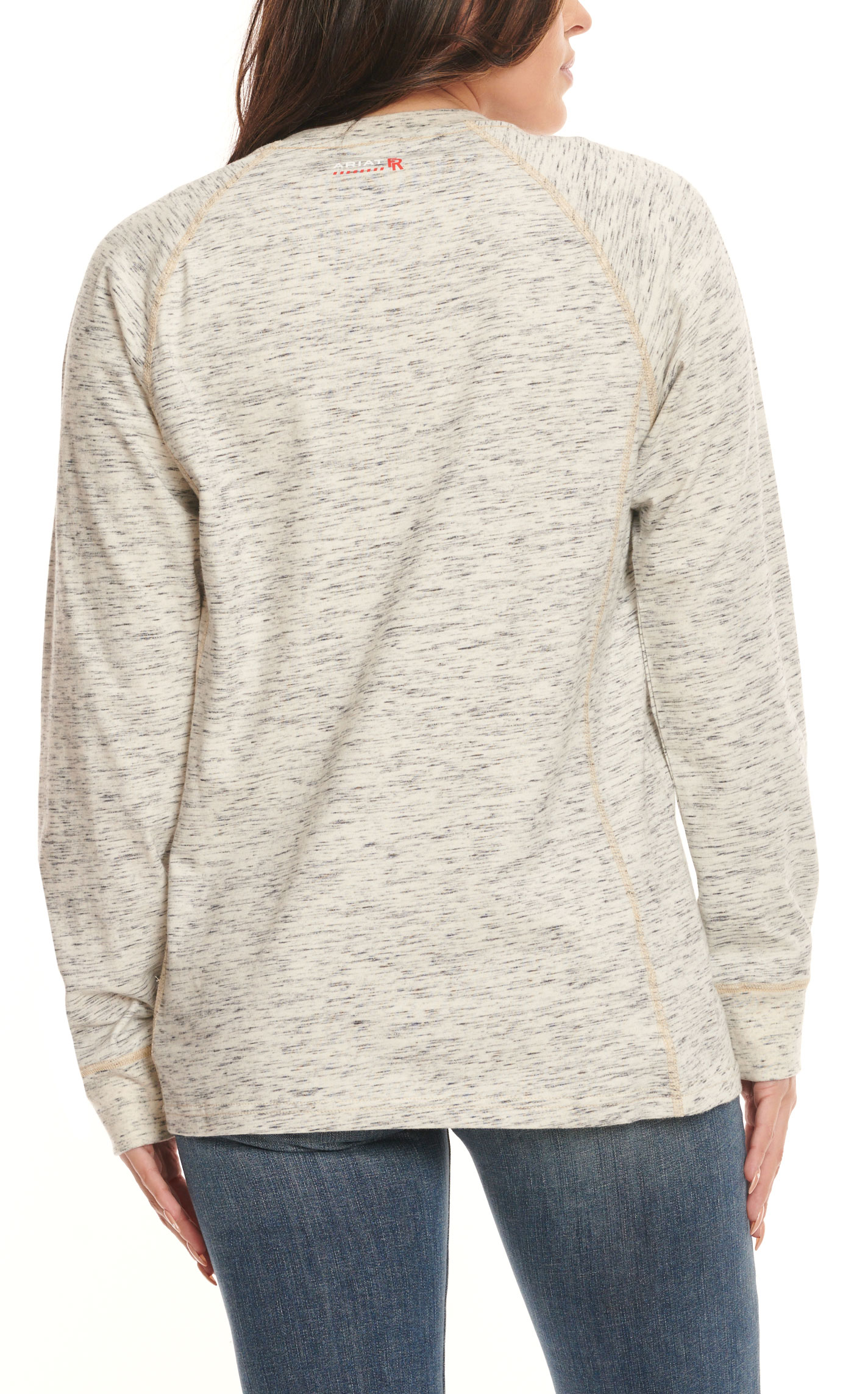 Ariat Women's Air Henley Space Dye Gray Long Sleeve FR Work Shirt - Image 1