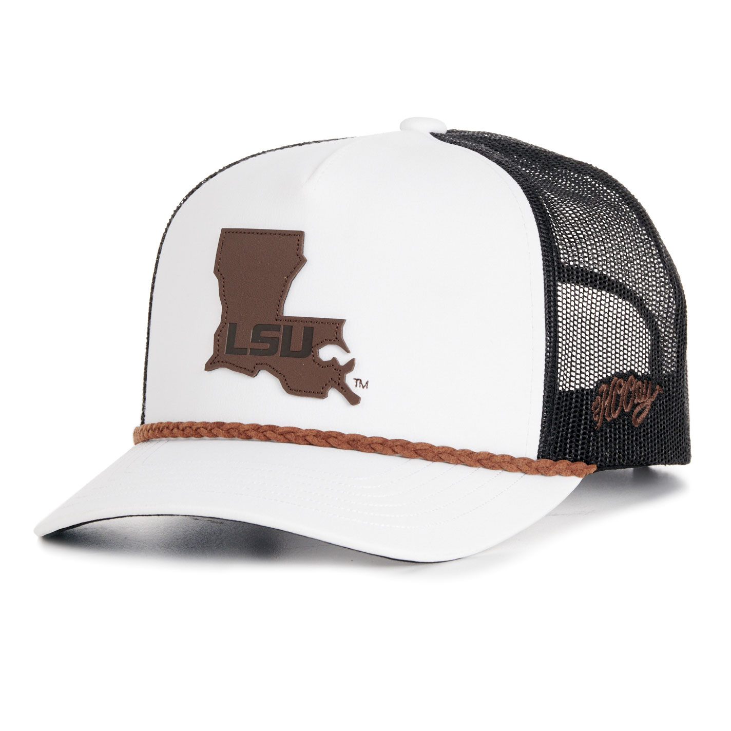 Hooey Collegiate Collection White & Black LSU Boot Curved Bill Patch Cap - Image 1