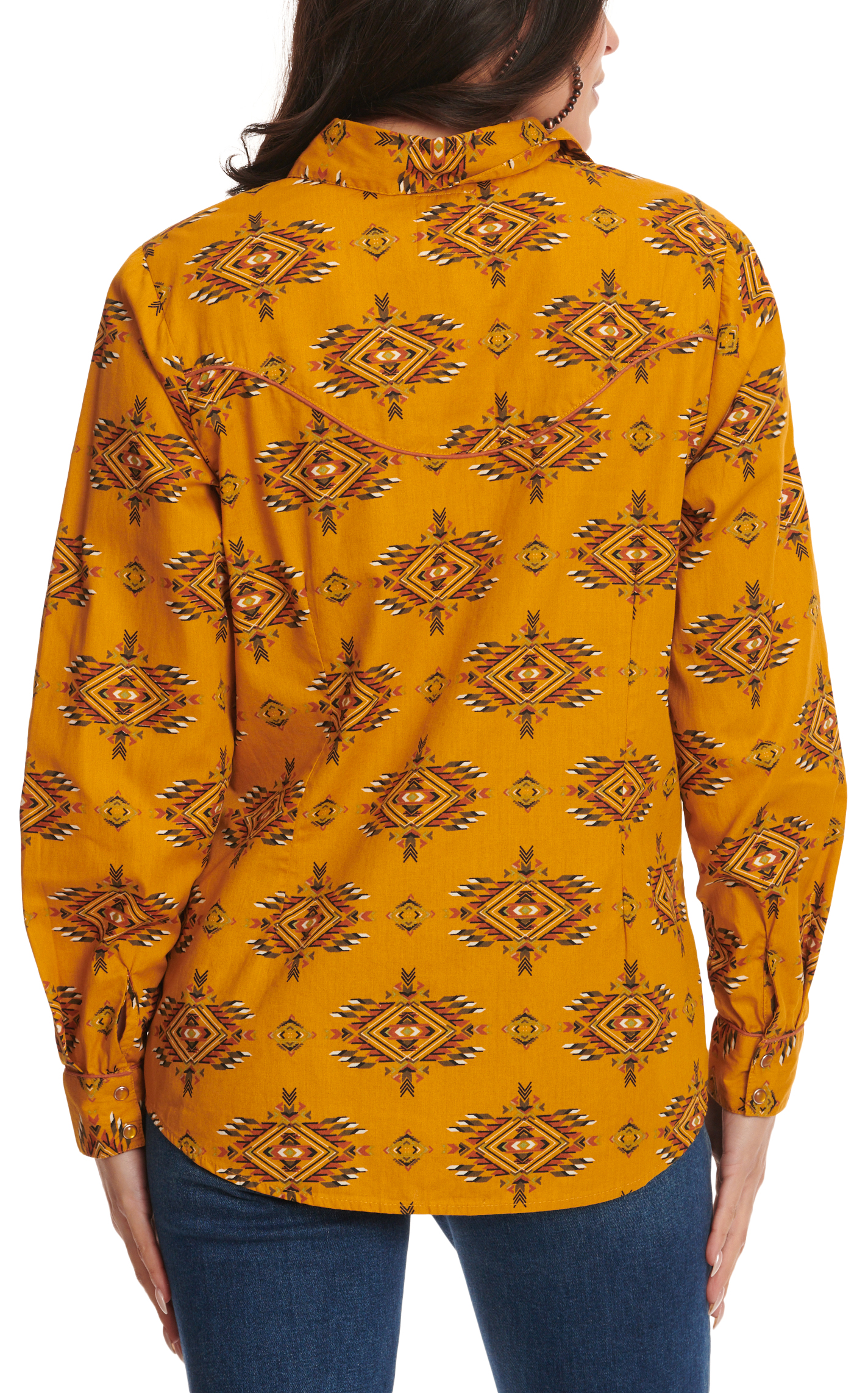 Cotton & Rye Women's Goldenrod & Autumn Aztec Print Western Shirt - Image 1