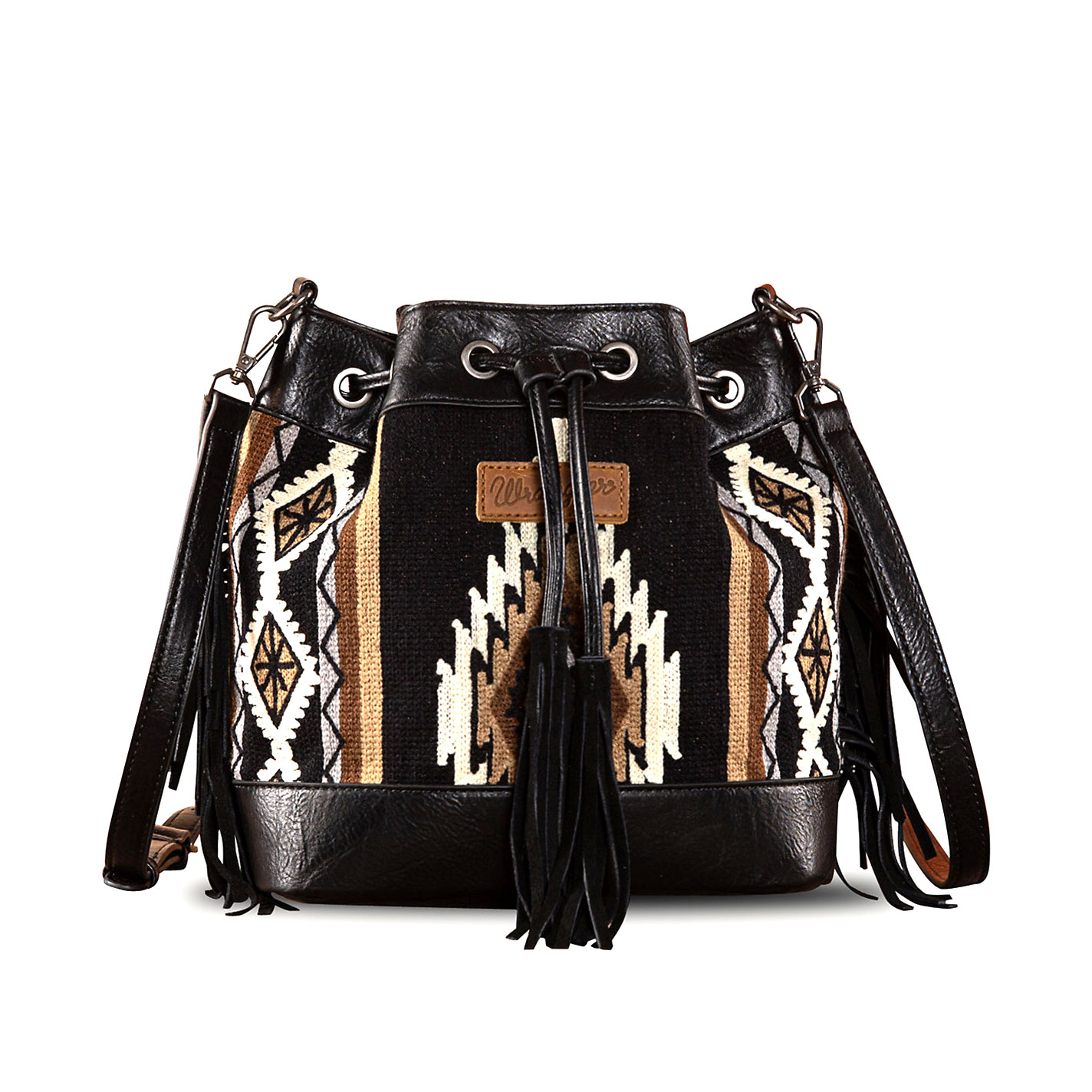 Wrangler Women's Black Woven Aztec Bucket Bag - Image 1