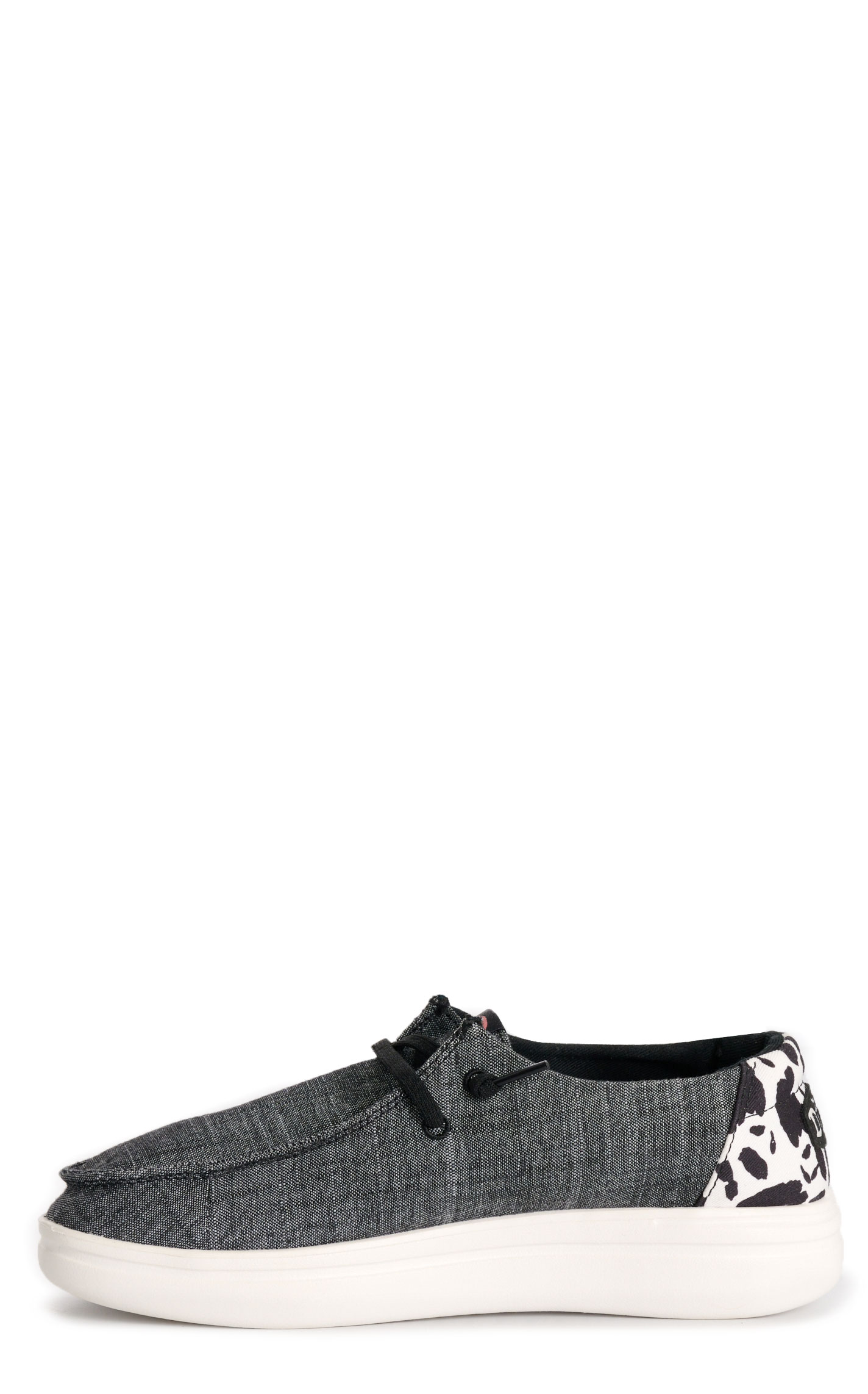 Hey Dude Women's Wendy Charcoal & Cow Print Moc Toe Casual Shoes  - Image 1