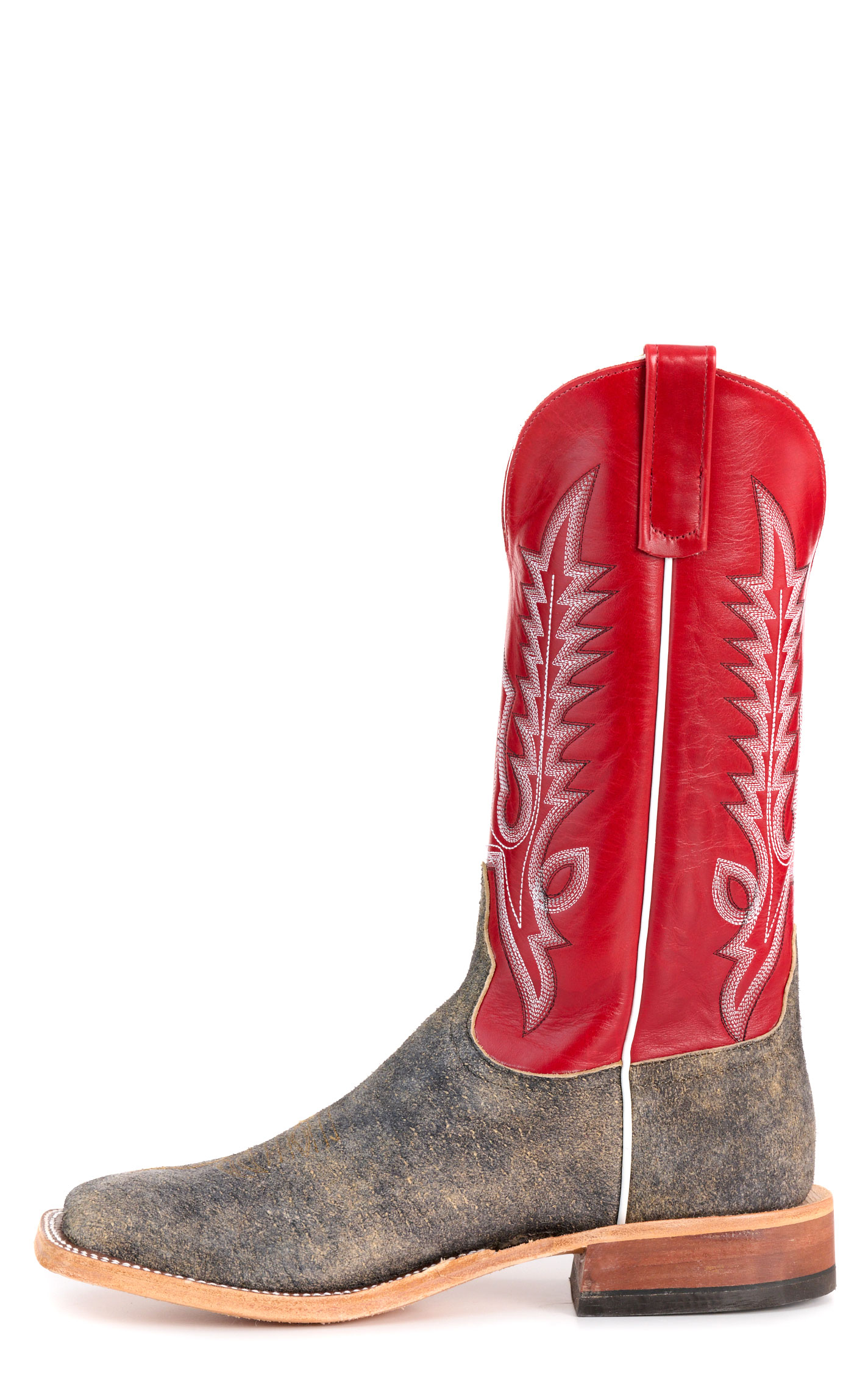 Anderson Bean Men's Brown and Red Wide Square Toe Cowboy Boots - Image 1