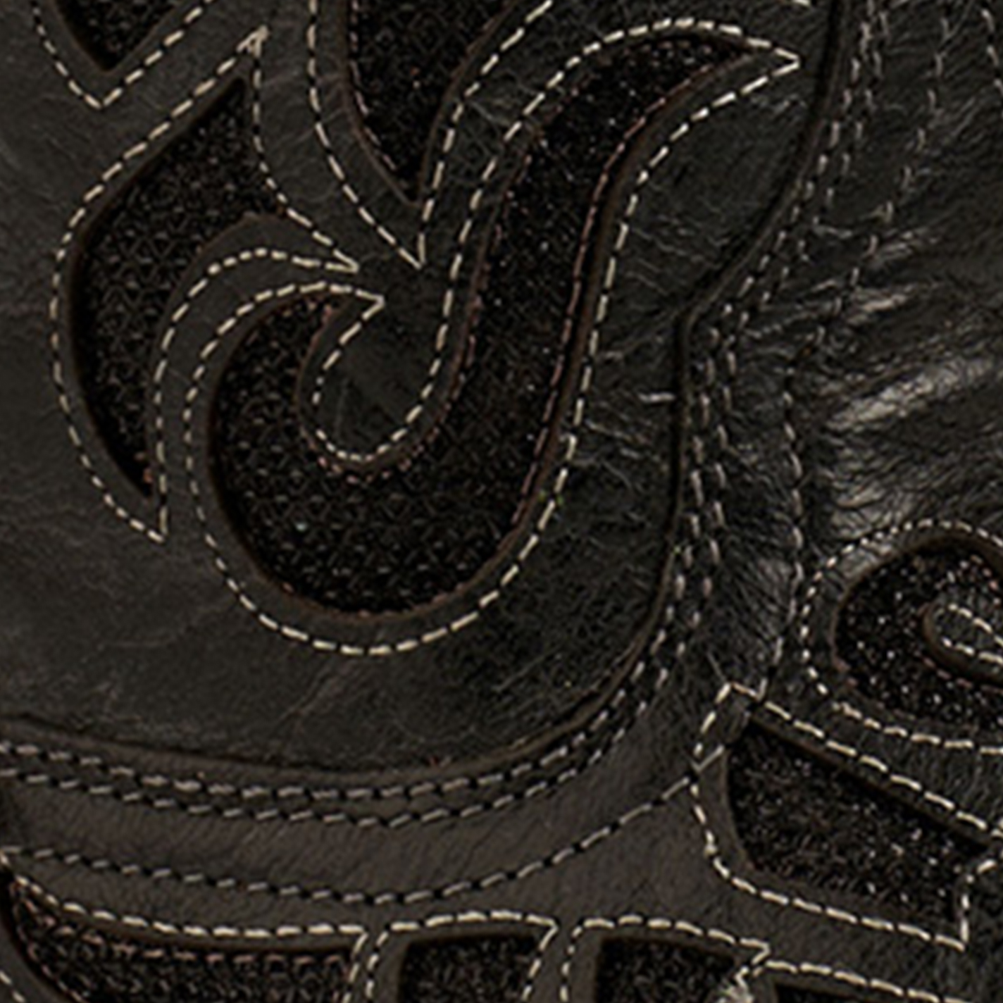 Cavender’s Women’s Leather Black with Black Cross Sparkle Inlay Snip Toe Cowboy Boots  - Image 1