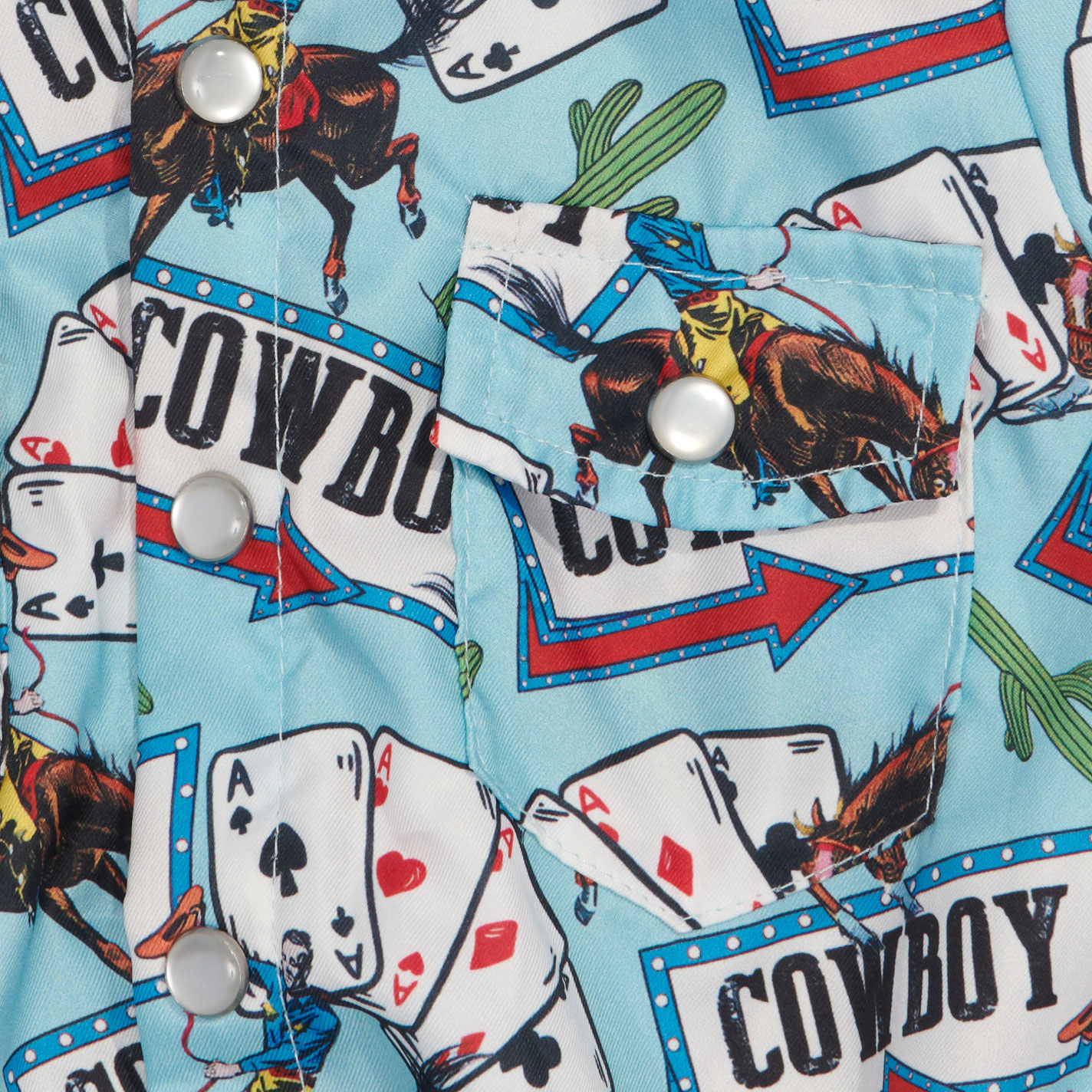 Shea Baby Infant Boy's Turquoise Cowboys & Cards Western Onesie - Image 1