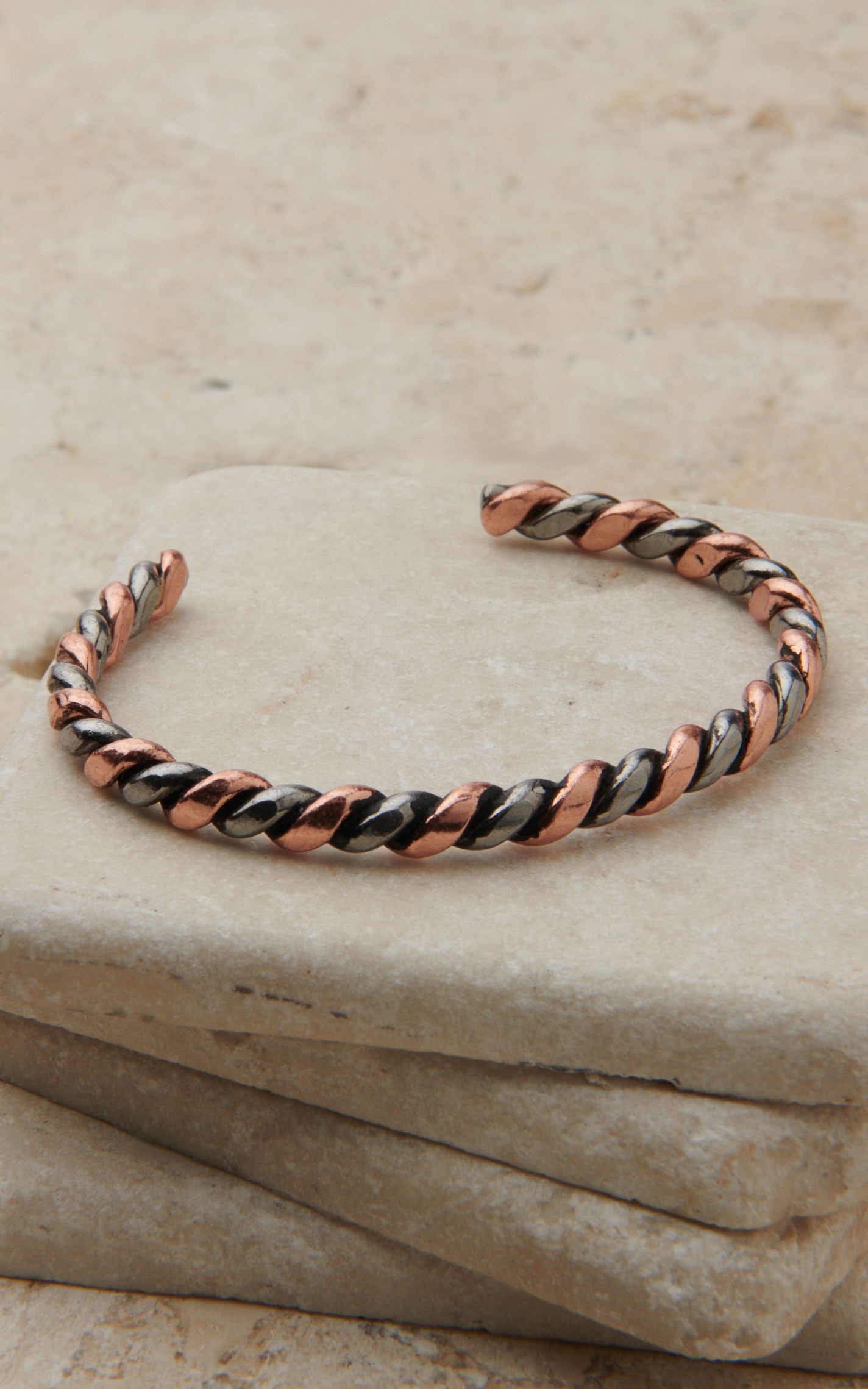 3D Belt Co. Silver Strike Copper and Silver Twisted Adjustable Bracelet - Image 1
