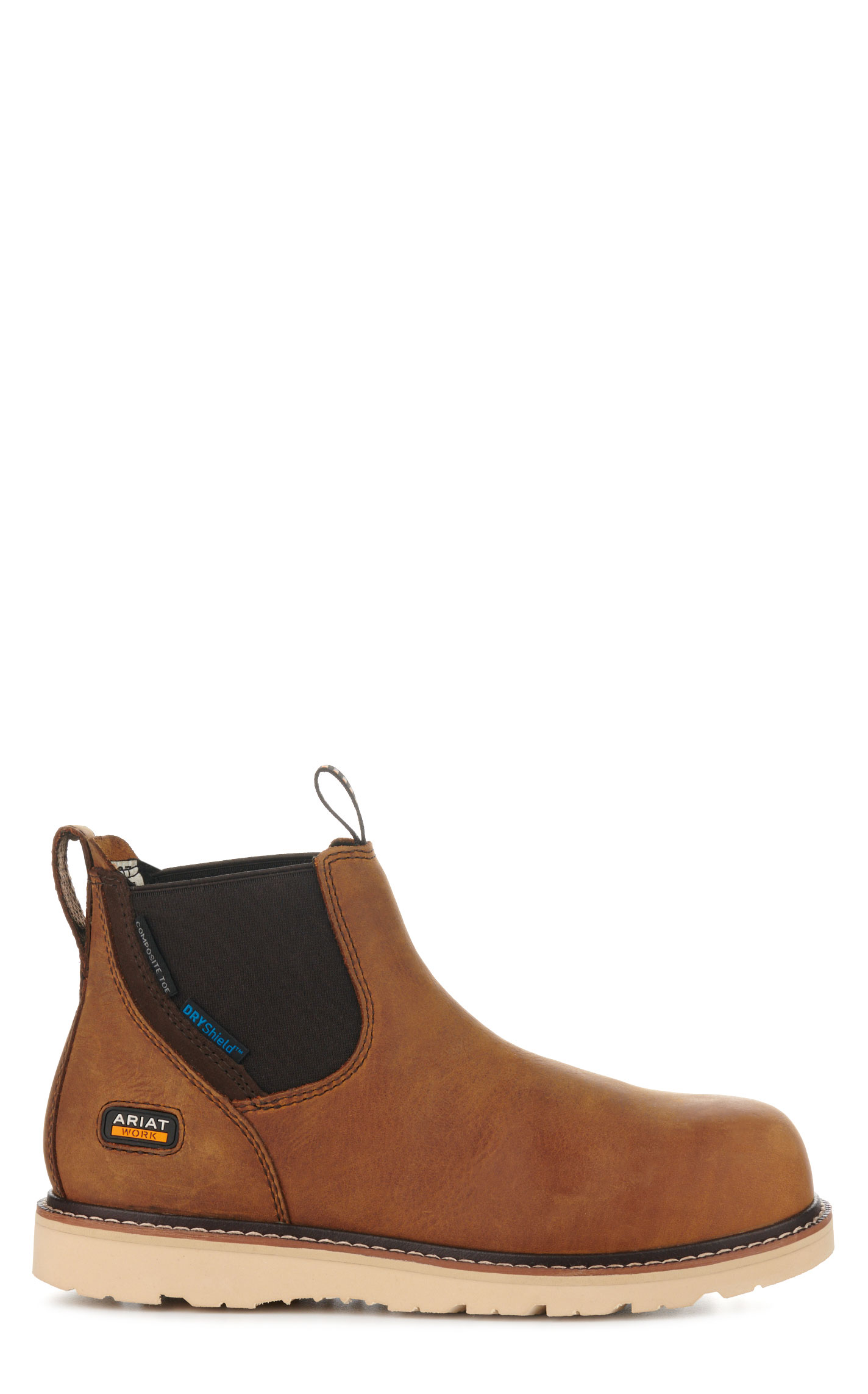 Ariat Women's Rebar Wedge Antique Brown Waterproof Round Composite Toe Chelsea Work Boot - Image 1