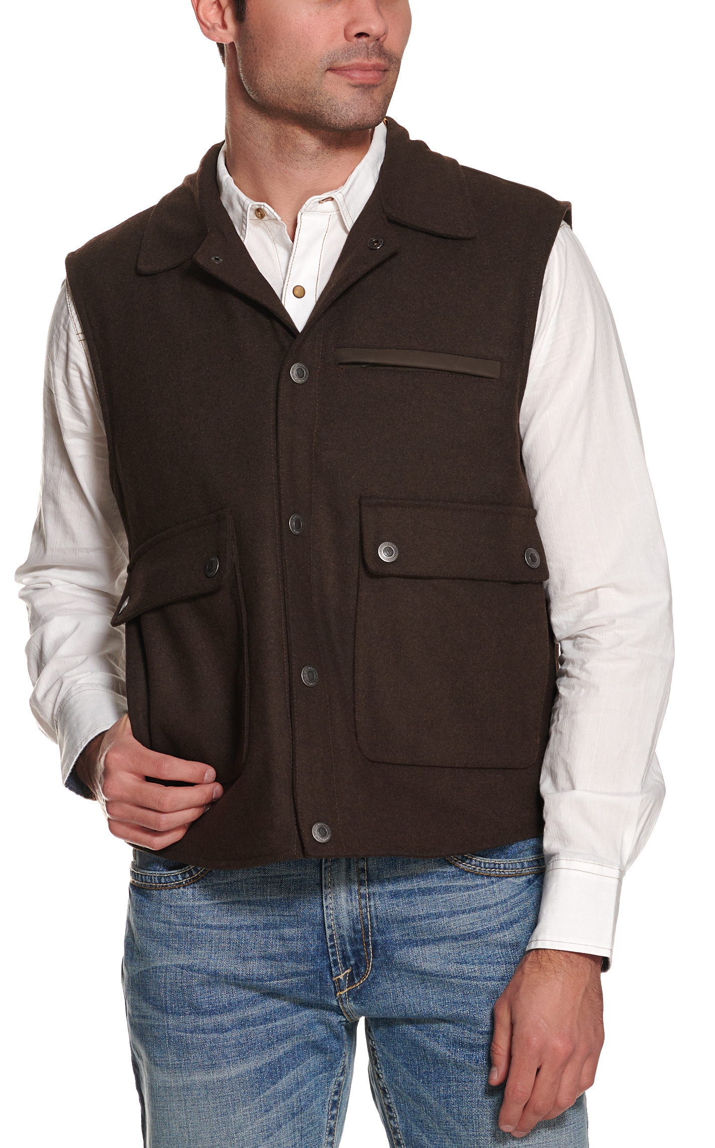 Cavender's Men's Brown Wool Rancher Vest - Image 1