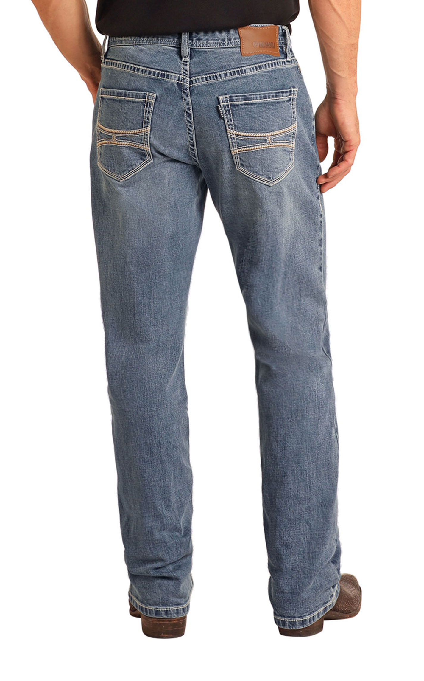 Hooey Men's Light Wash Ladder Stitch Stackable Boot Cut Jeans - Image 1