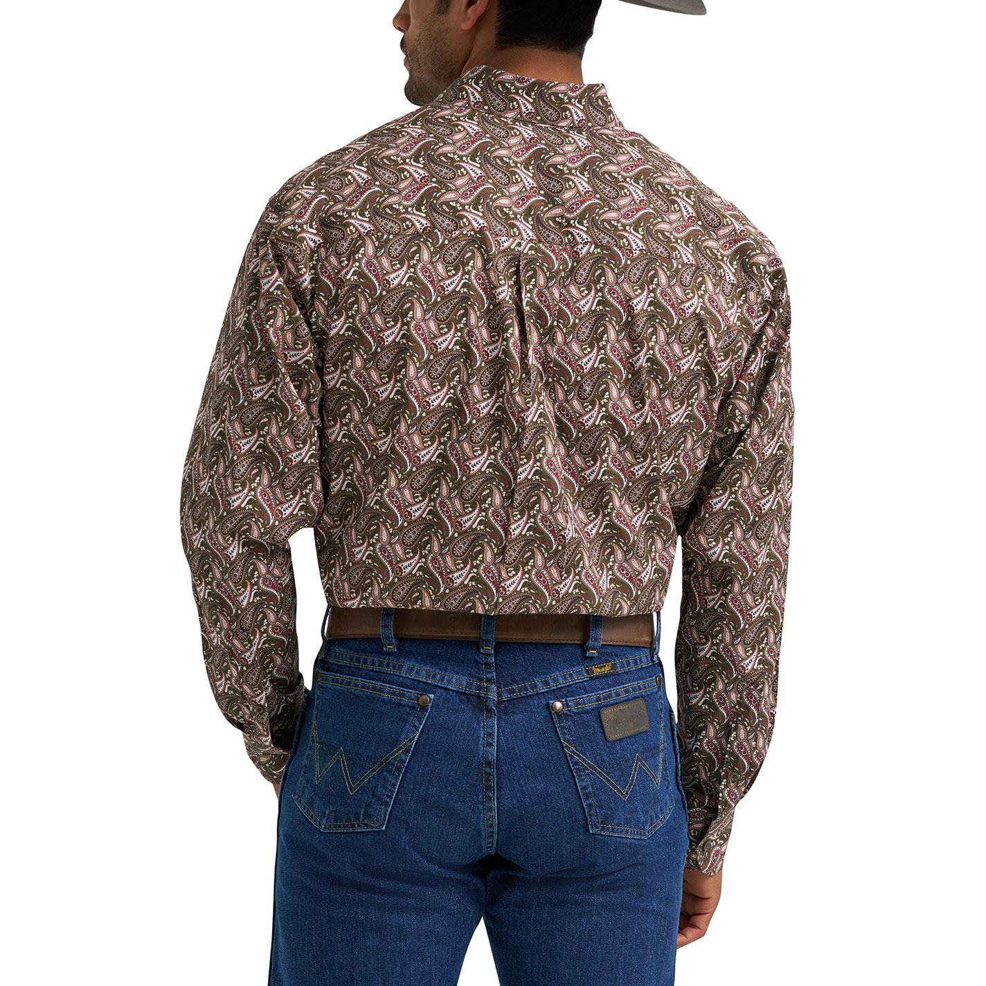 Wrangler George Strait Men's Brown & White Paisley Print Western Shirt - Image 1