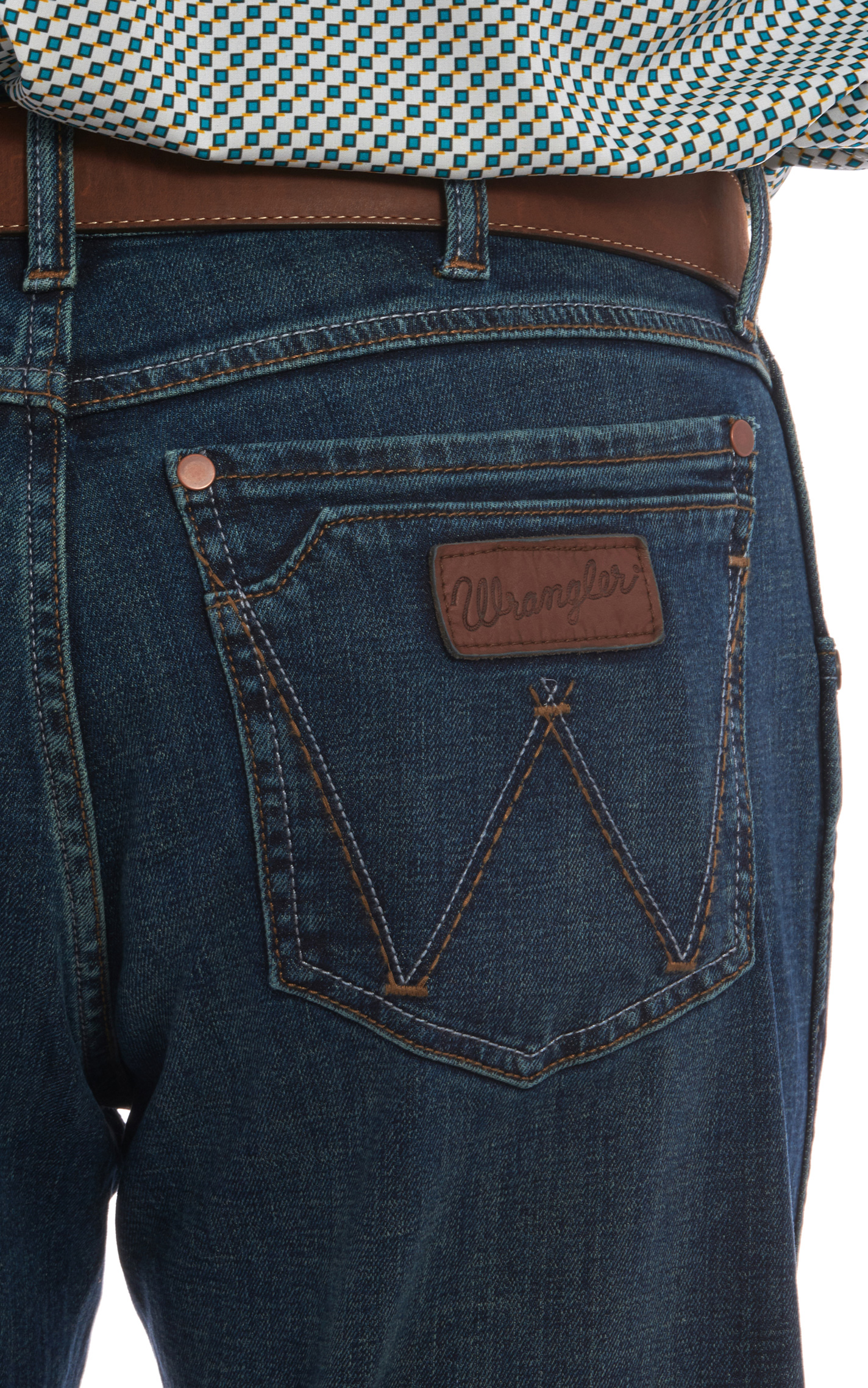 Wrangler Retro Men's Portland Dark Wash Slim Fit Stretch Straight Leg Jeans - Extended Sizes - Image 1