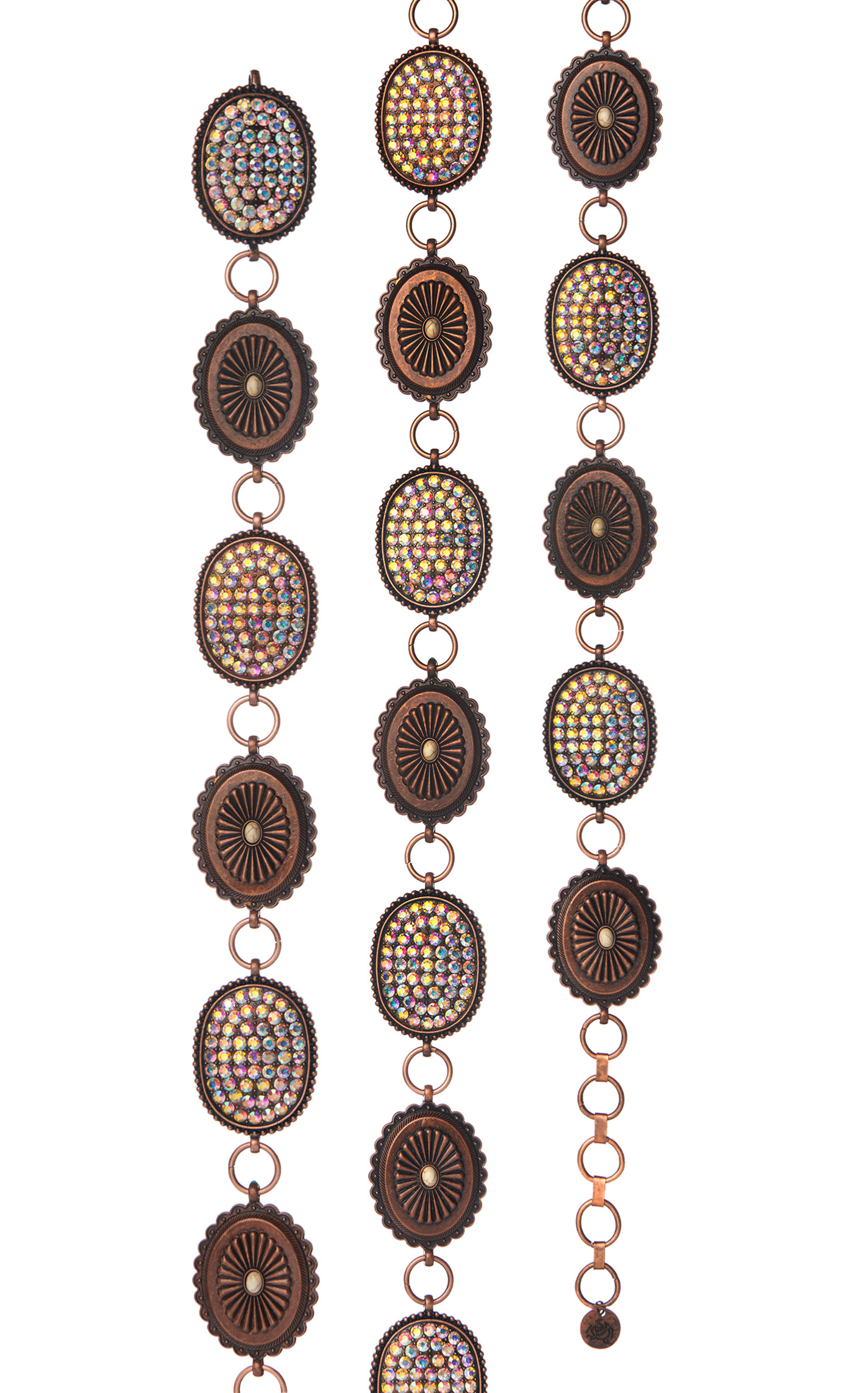 Ashlyn Rose Women's Copper Concho & Crystals Link Chain Belt - Image 1