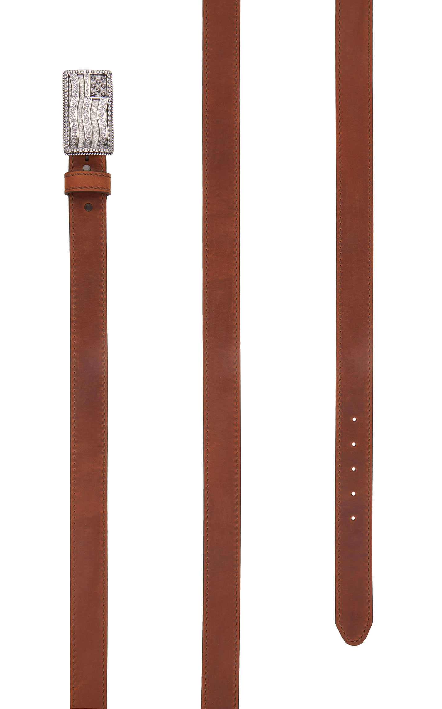 Justin Men's Brown Flying High with Flag Buckle Western Belt - Image 1