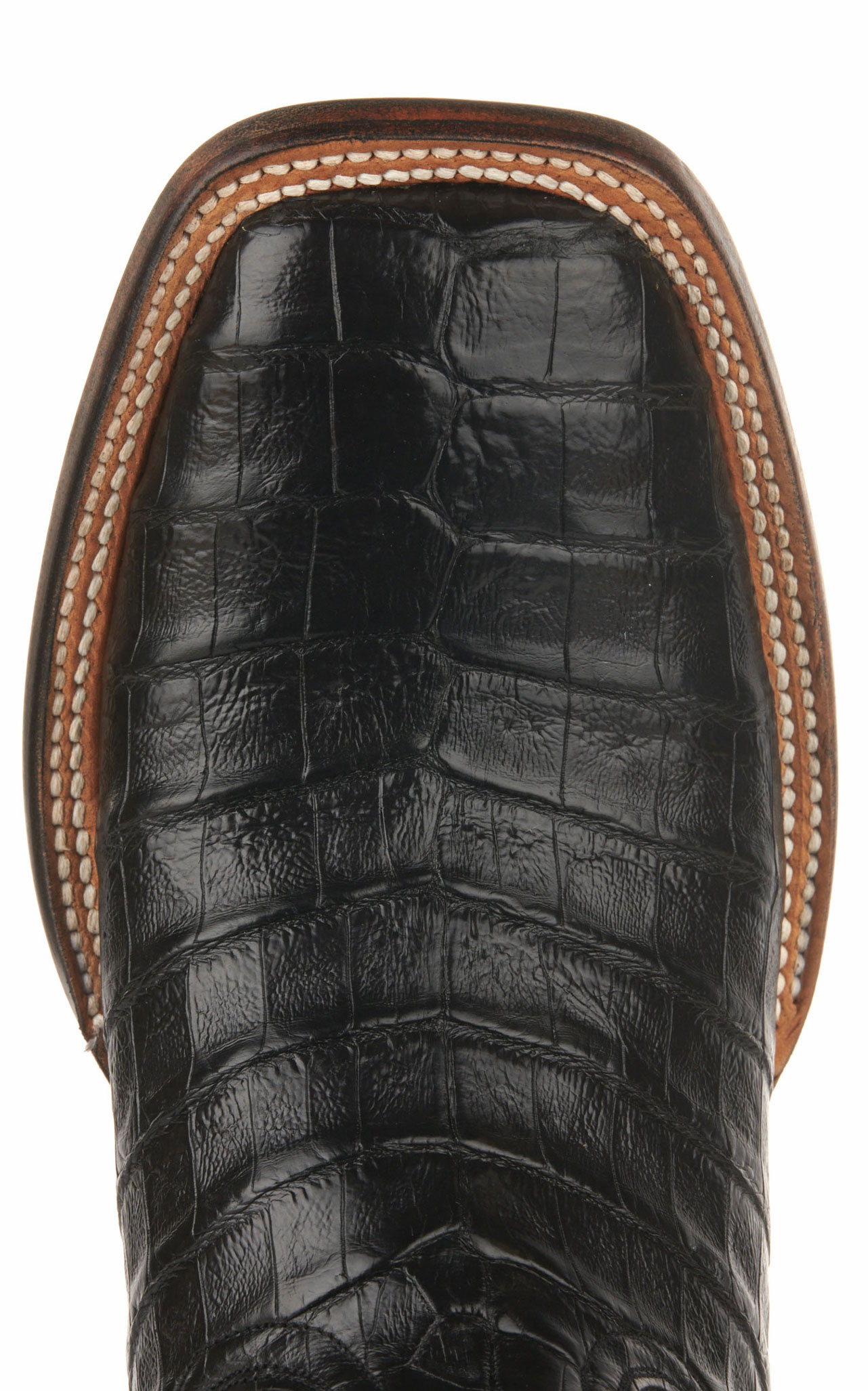 Black Jack Men's Black Caiman Belly Wide Square Toe Exotic Cowboy Boots - Image 1